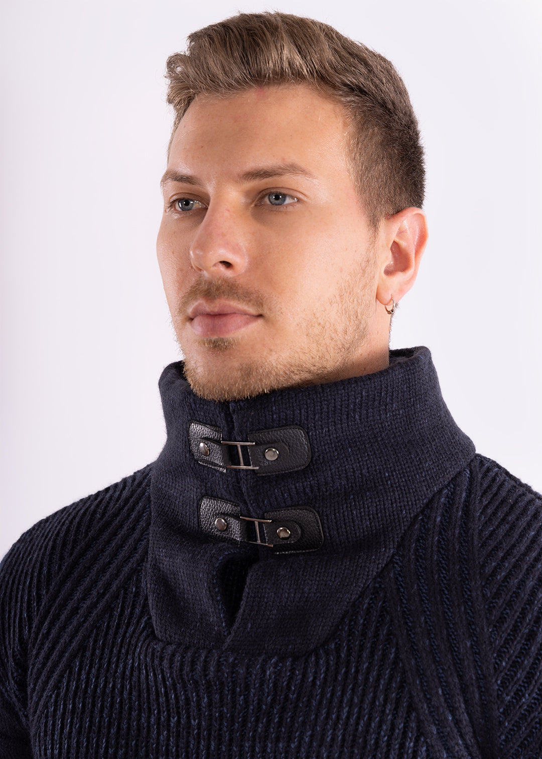 Bespoke zip collar Ribbed pullover slim fit sweater