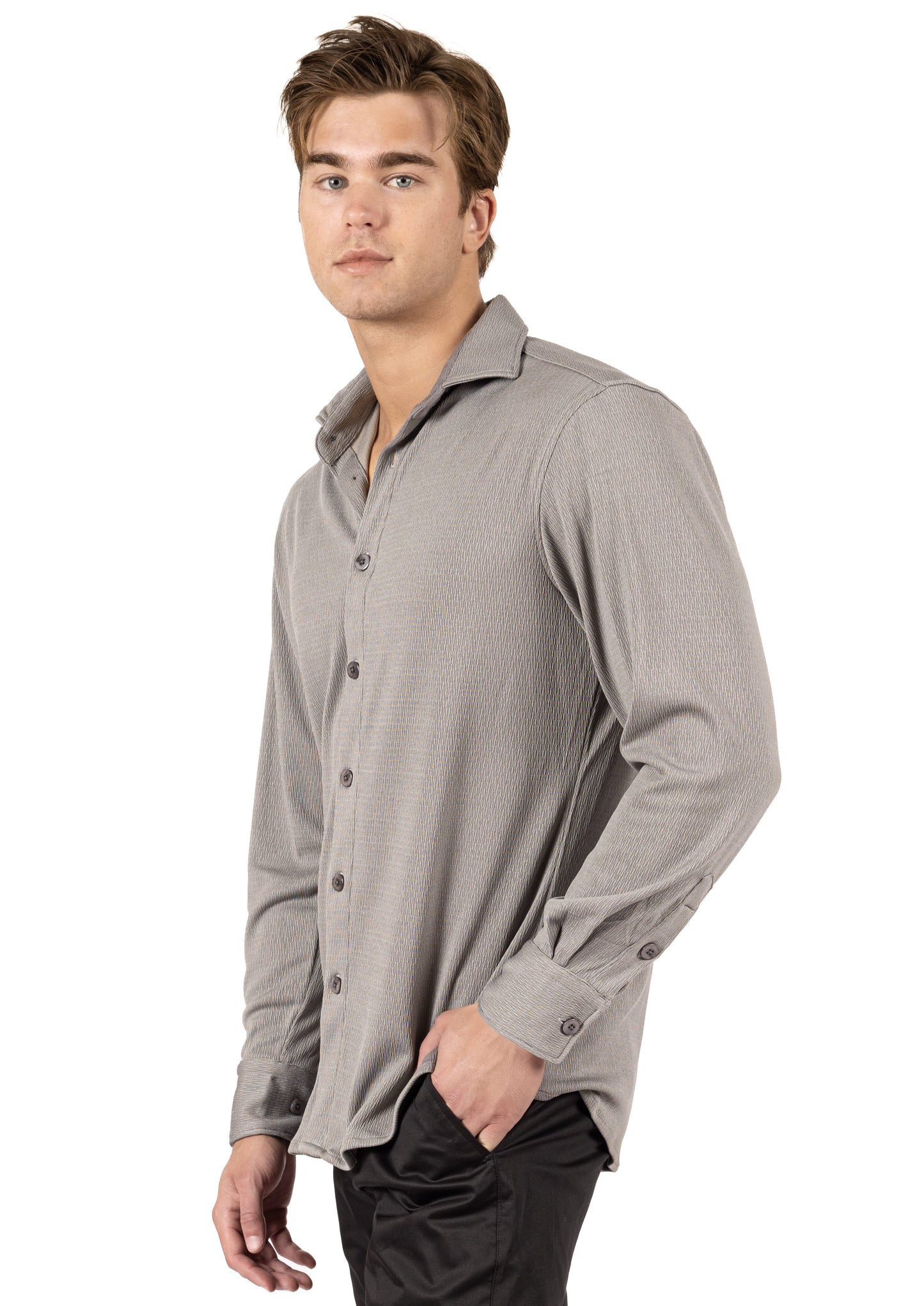 Bespoke textured Long Sleeve Dress shirt - Gray