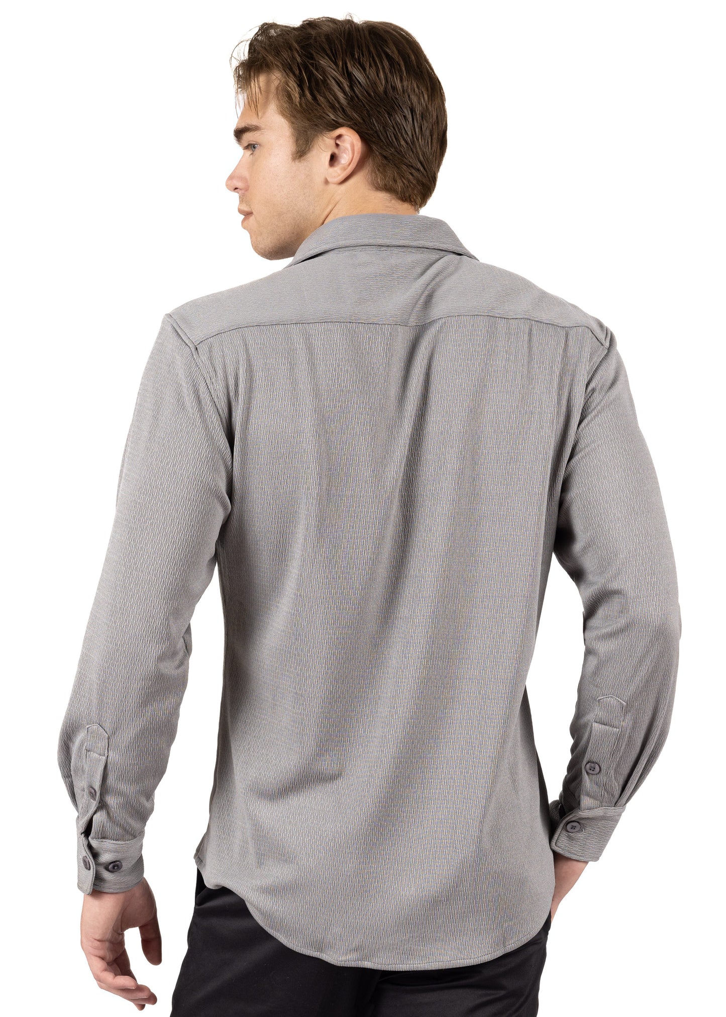 Bespoke textured Long Sleeve Dress shirt - Gray