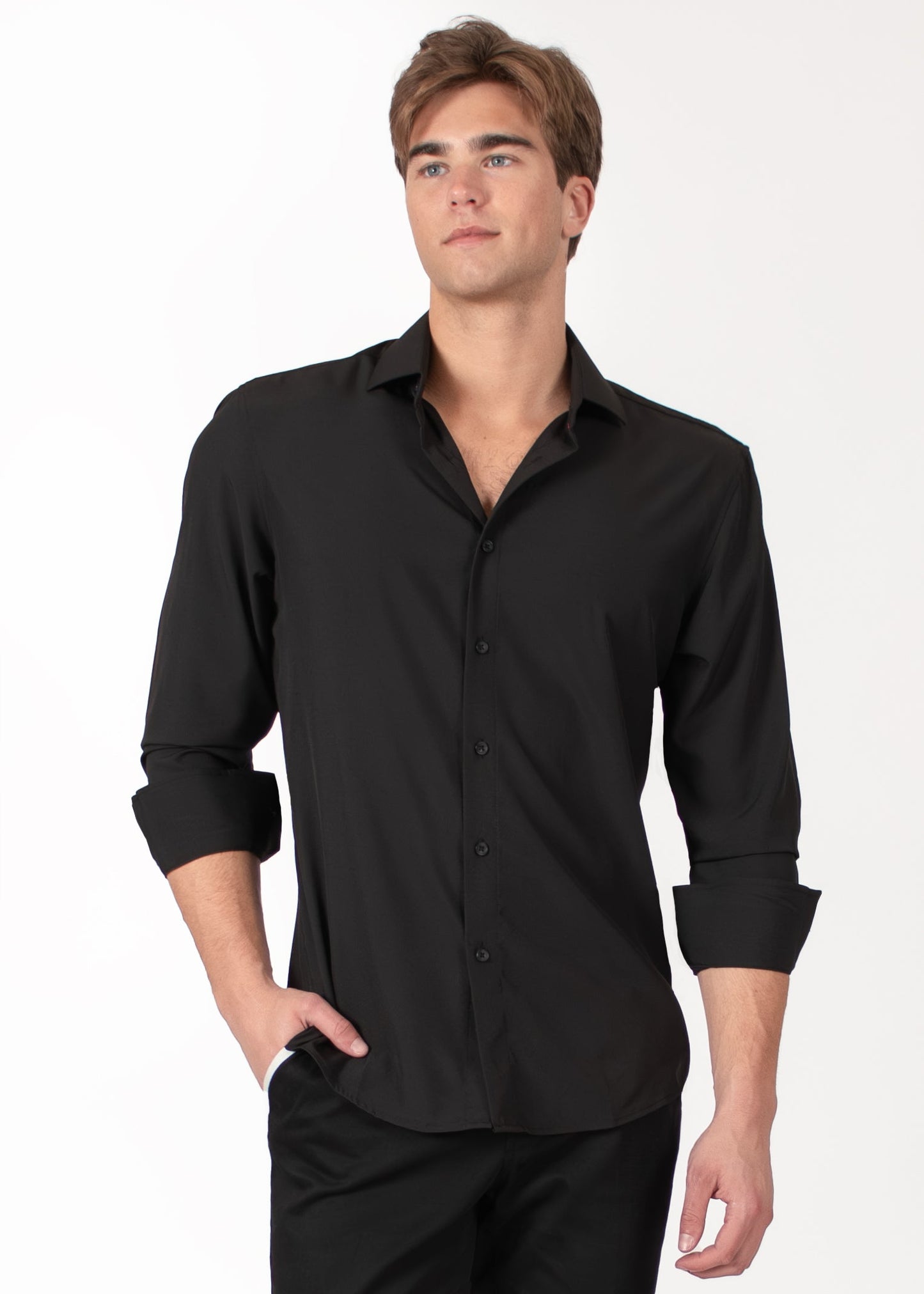 Bespoke Solid essential long sleeve button up dress shirt - Black