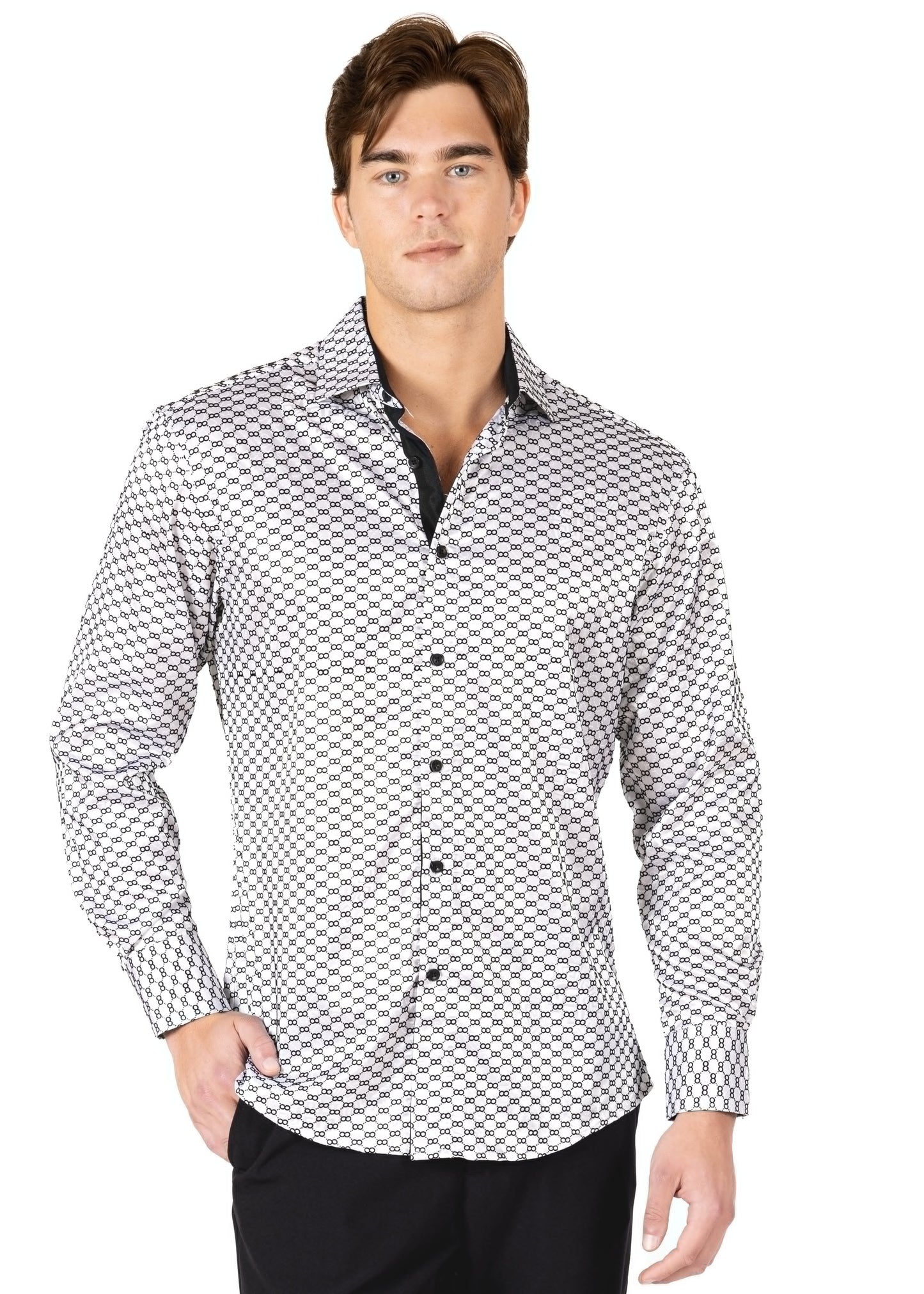 Bespoke Moda Chain Craft White Long Sleeve Dress shirt
