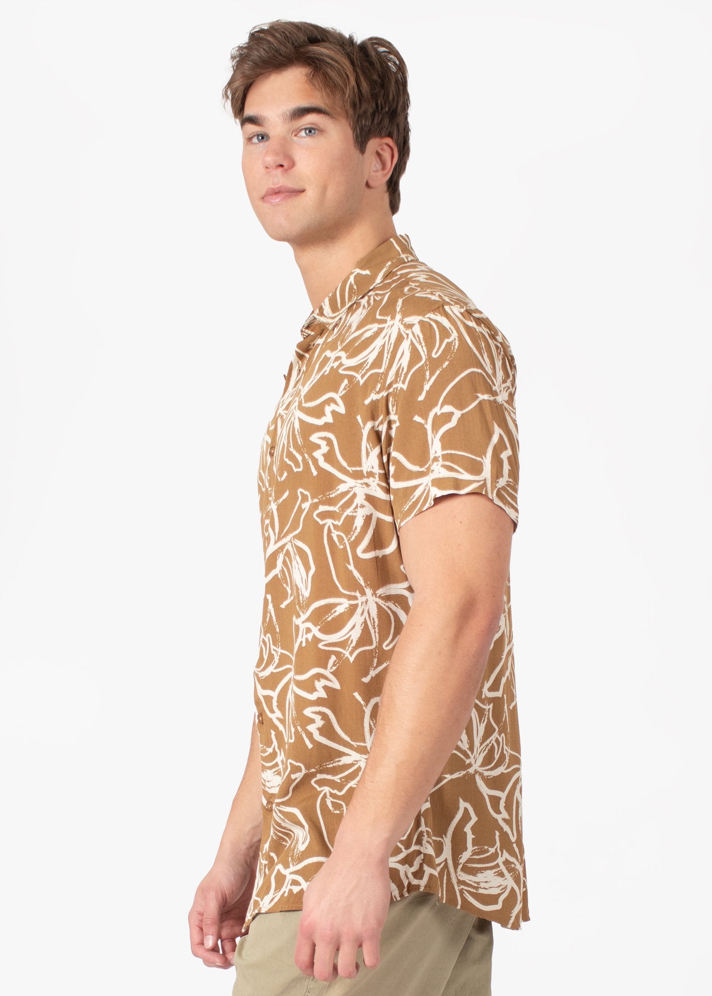 Bespoke short sleeve dress shirt. Abstract beige