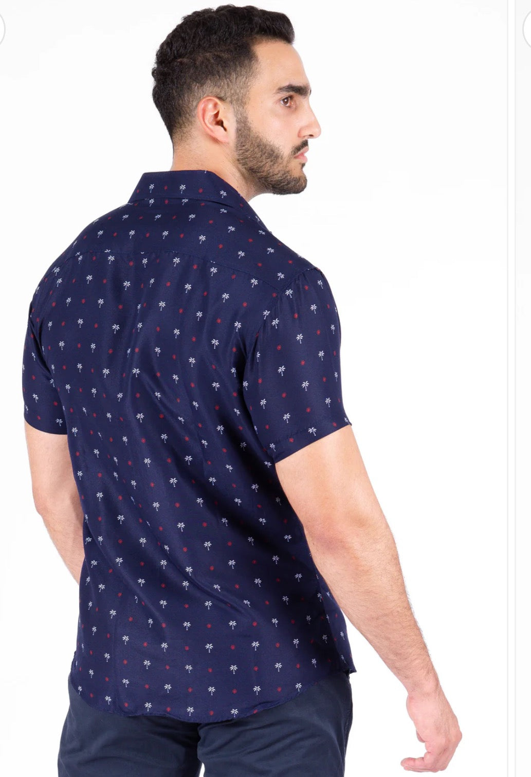 Bespoke bc collection button up dress shirt. Palms navy