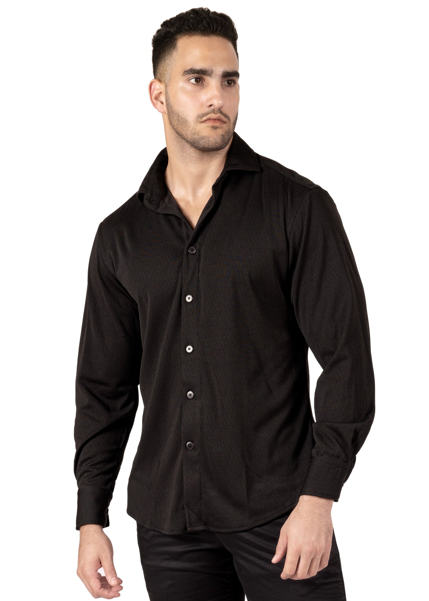 Bespoke textured Long Sleeve Dress shirt - Black