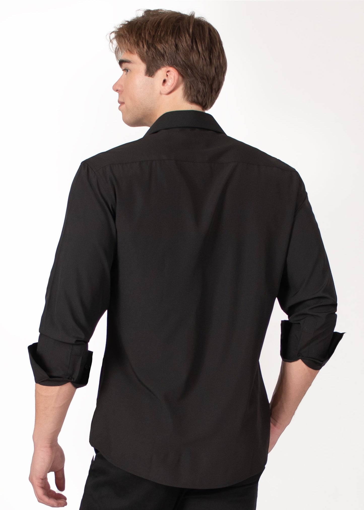 Bespoke Solid essential long sleeve button up dress shirt - Black