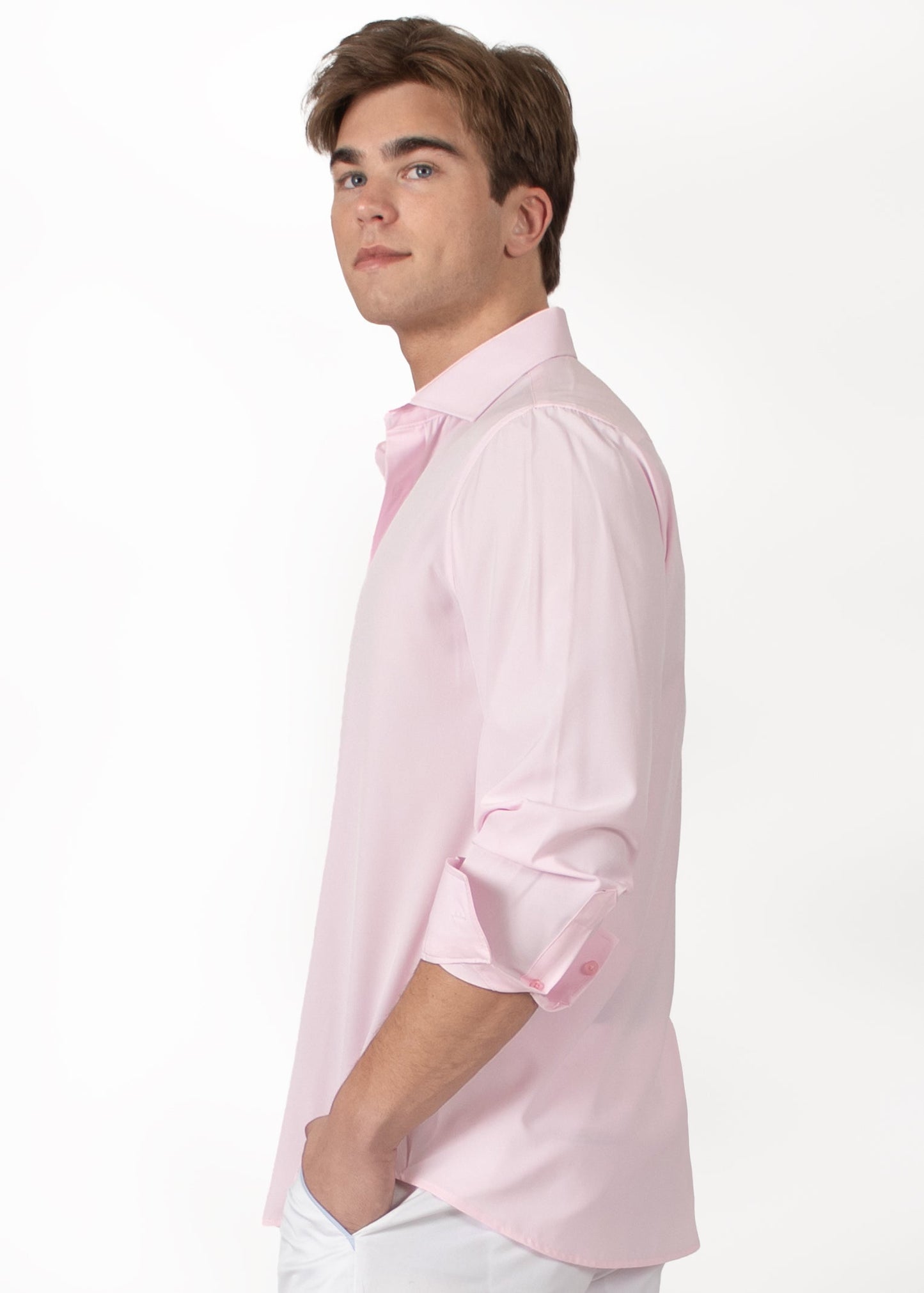 Bespoke Solid essential long sleeve button up dress shirt - Pink