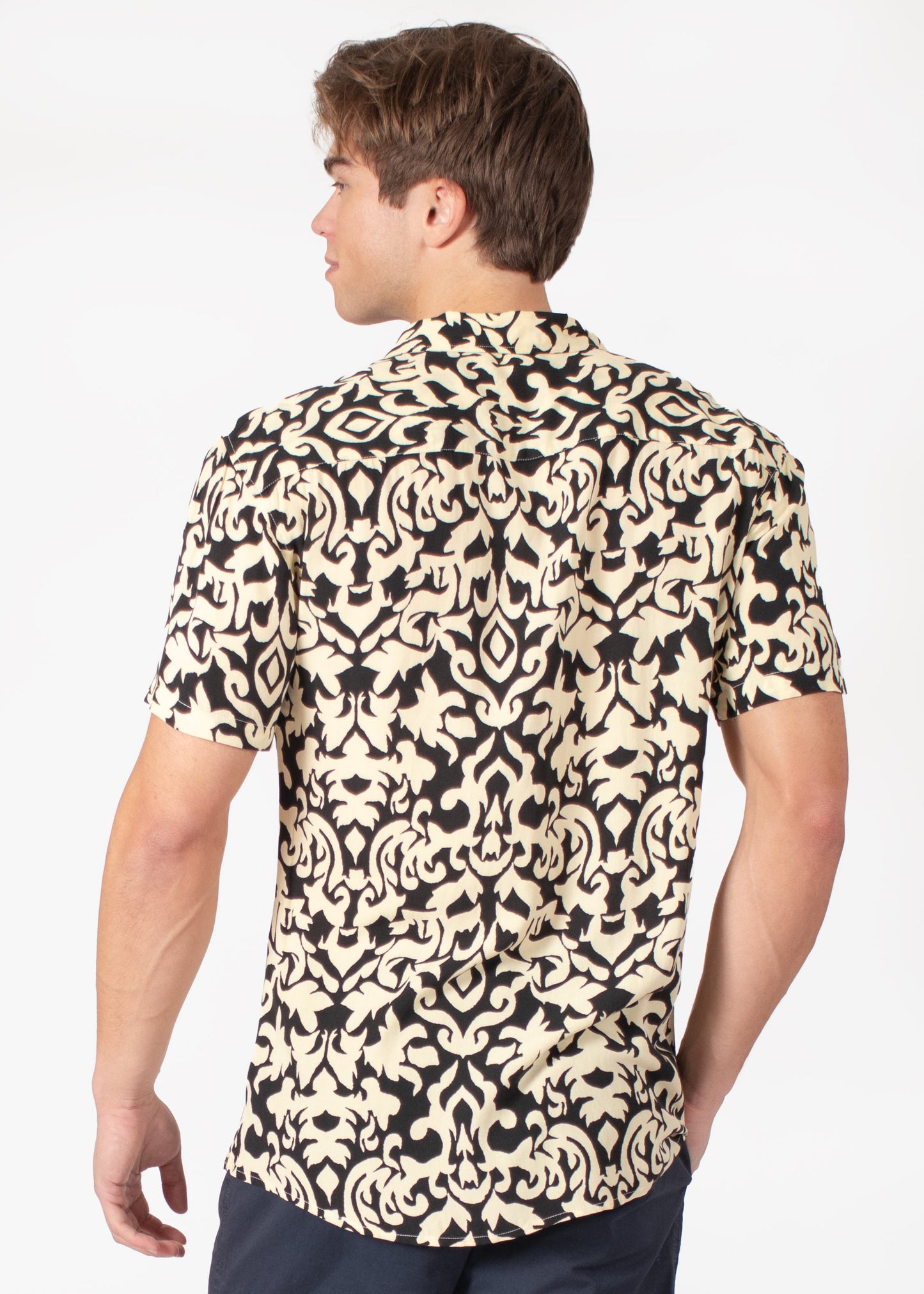 Bespoke short sleeve dress shirt. Abstract Black