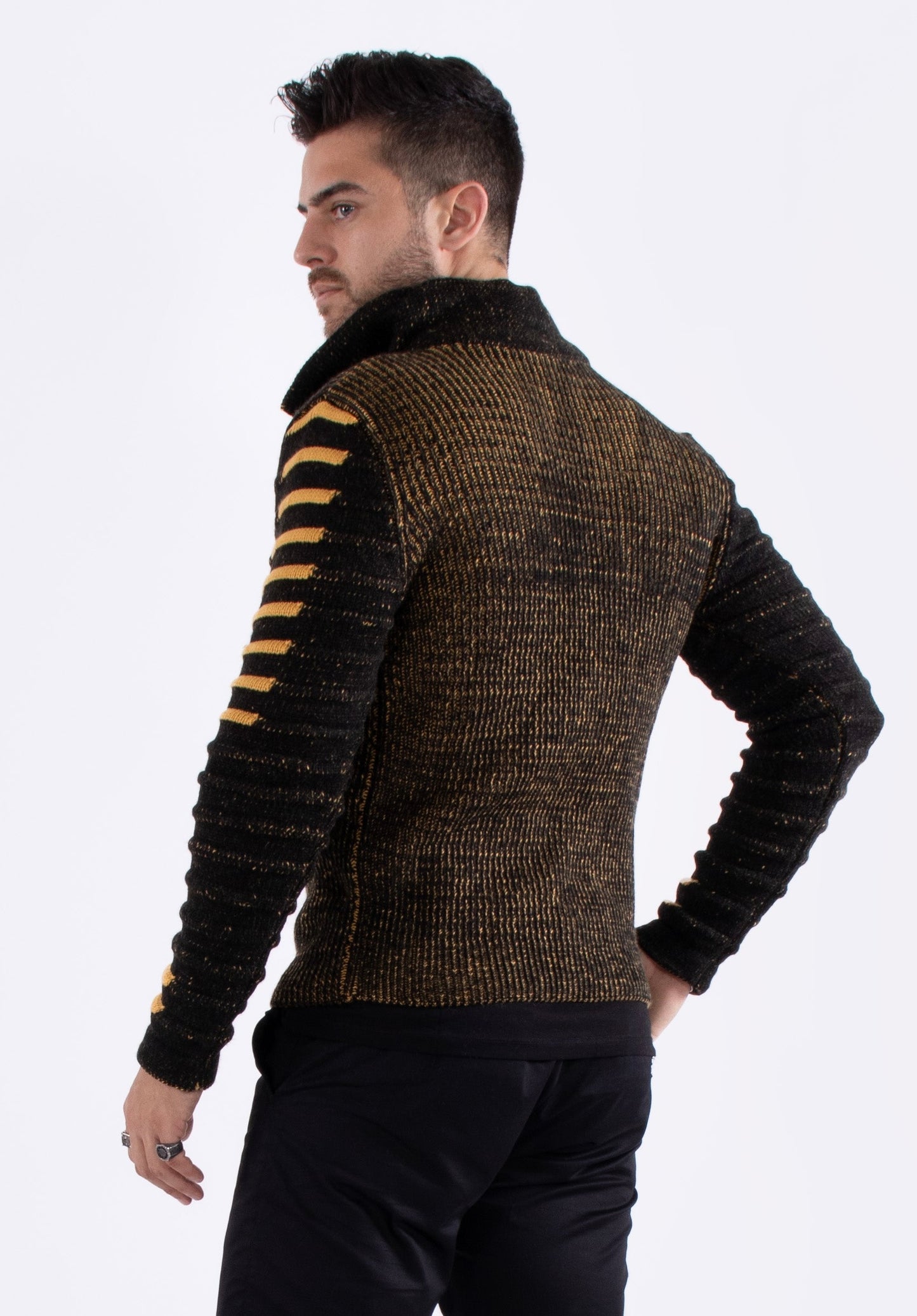 Bespoke zip collar Ribbed pullover slim fit sweater
