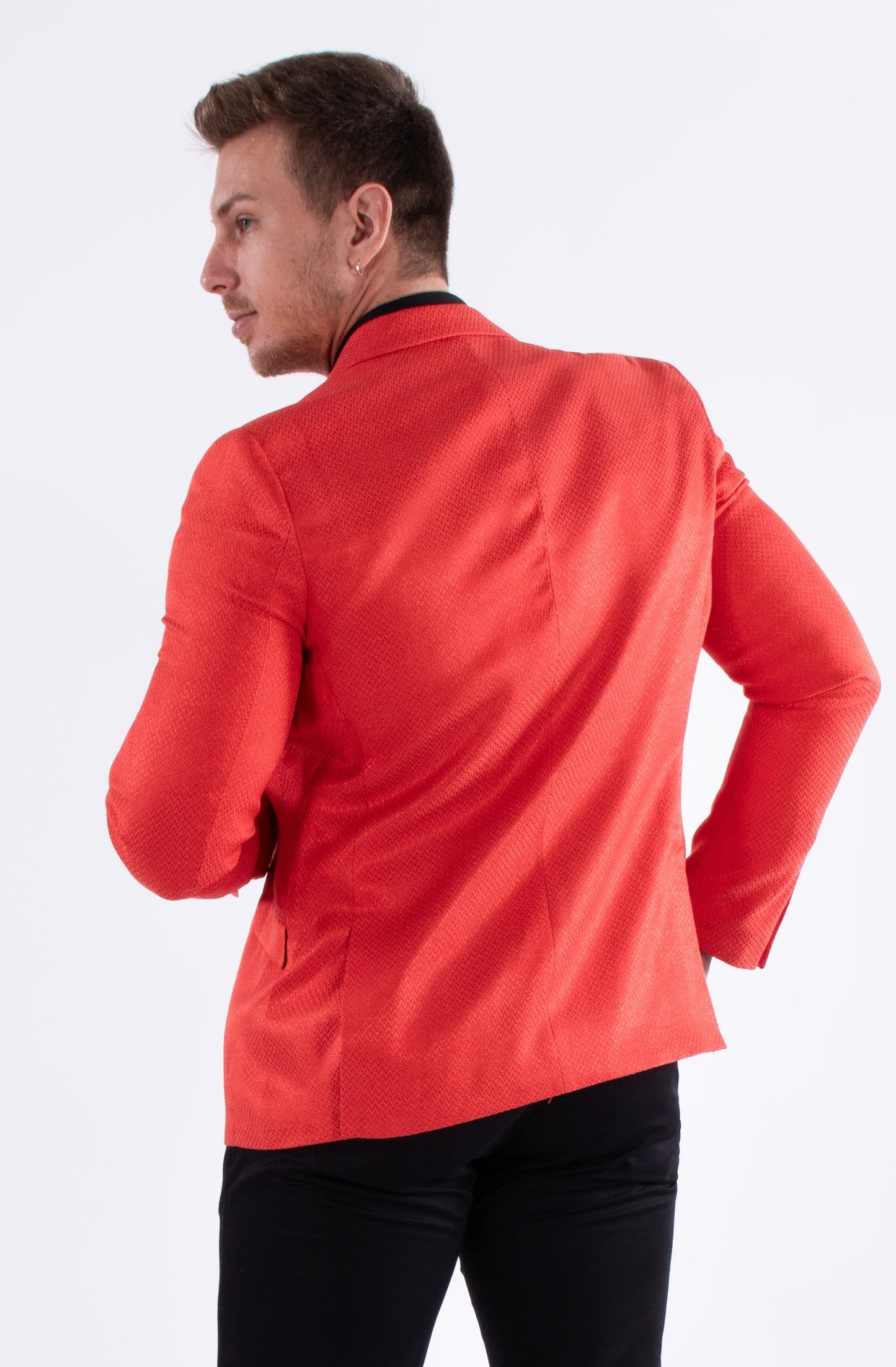 Bespoke Moda Red Micro Zig-Zag Blazer