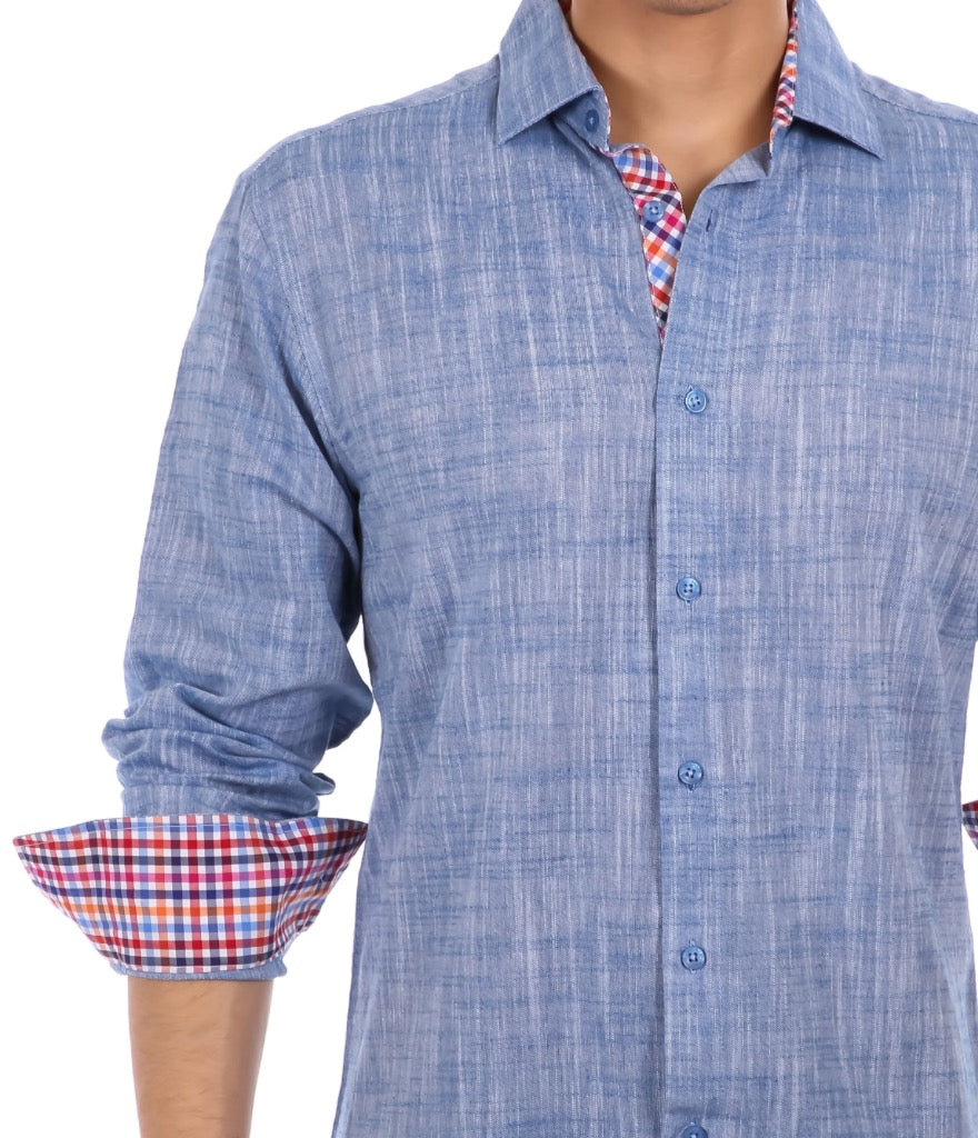 Bespoke Linen Texture essentials long sleeve button up shirt