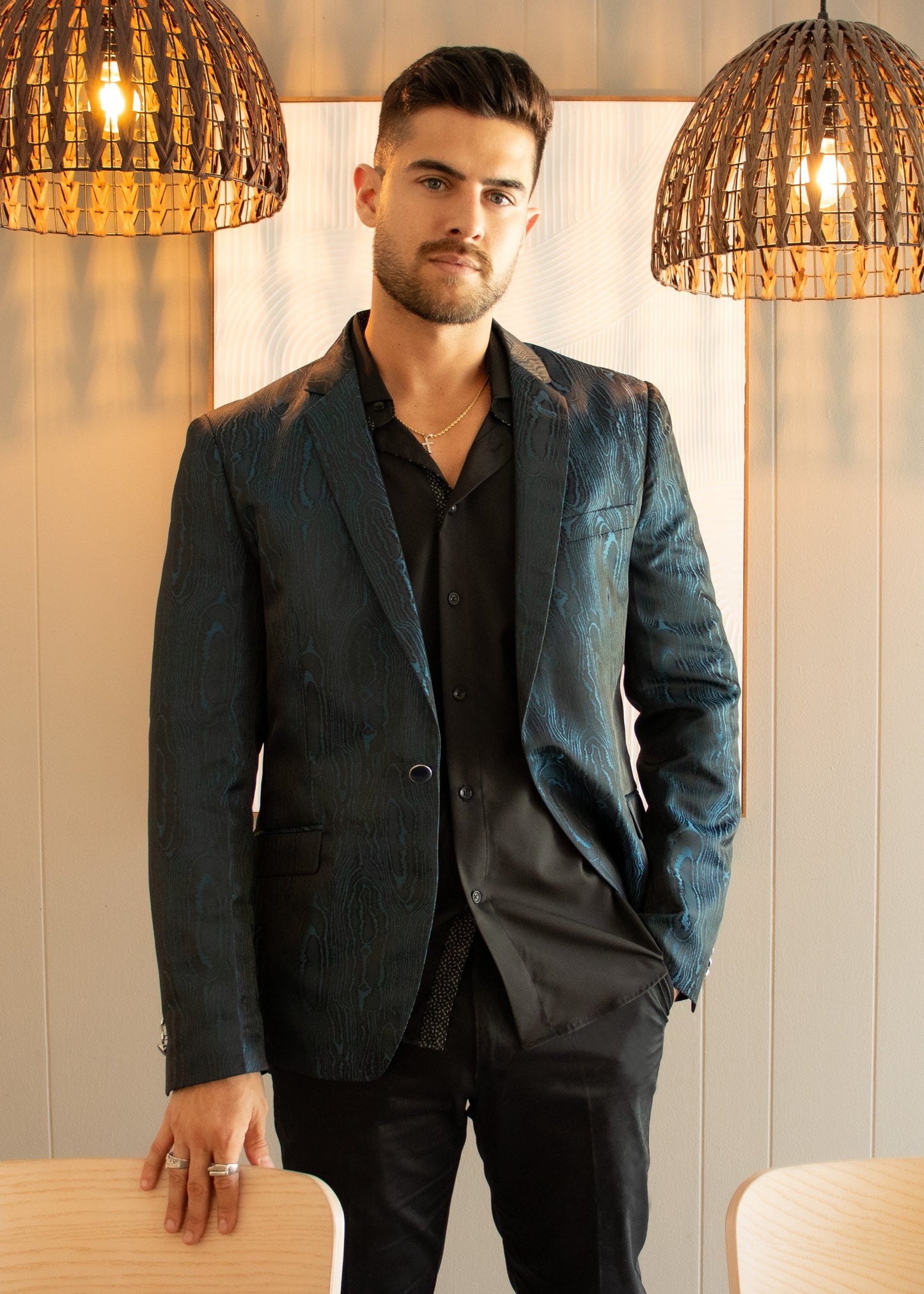 Bespoke Moda Blue Green Python Blazer