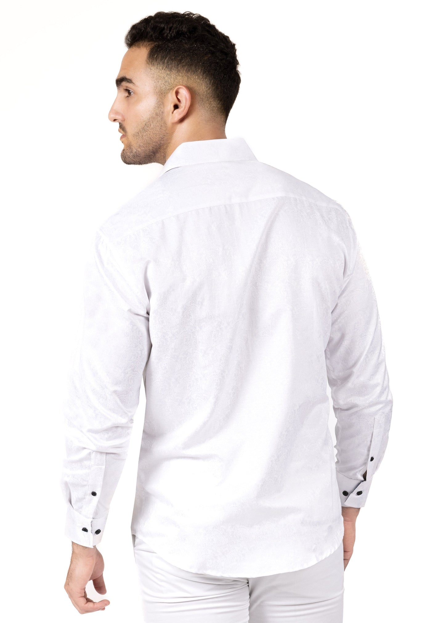 Bespoke paisley Dream White long sleeve button up dress dress shirt - White