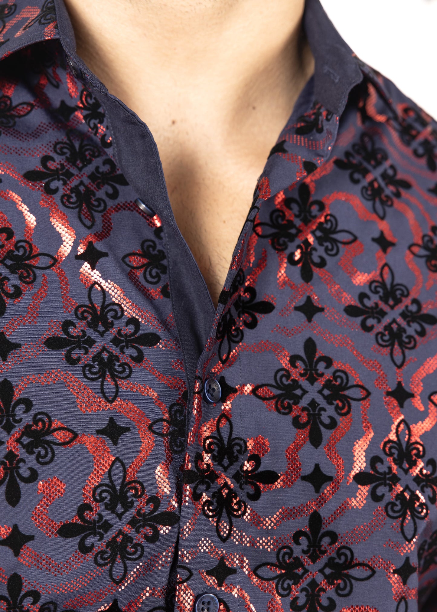 Bespoke Colonial Crest Long Sleeve Dress shirt - Navy
