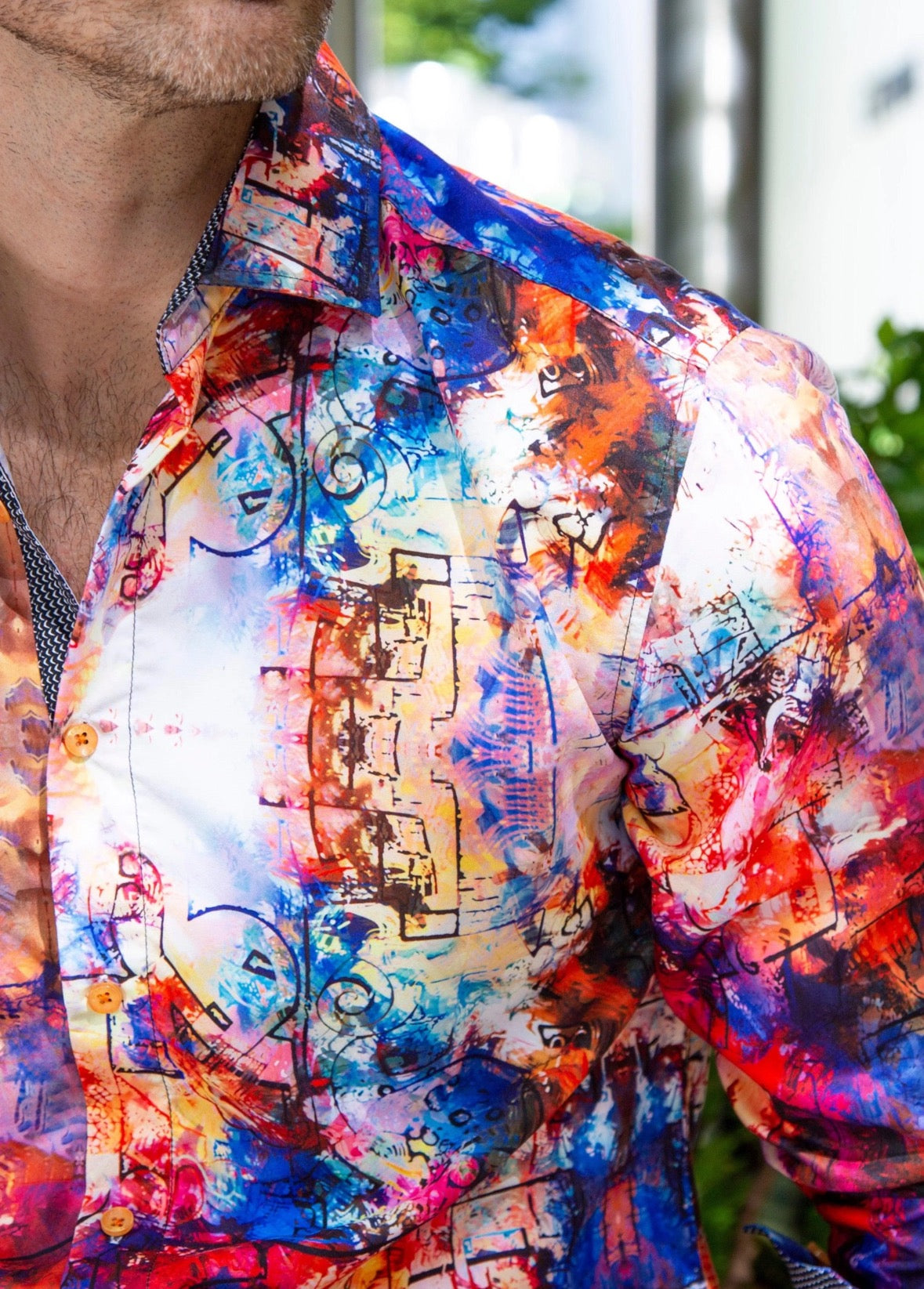 Bespoke Moda long sleeve button up dress shirt. Graham watercolor