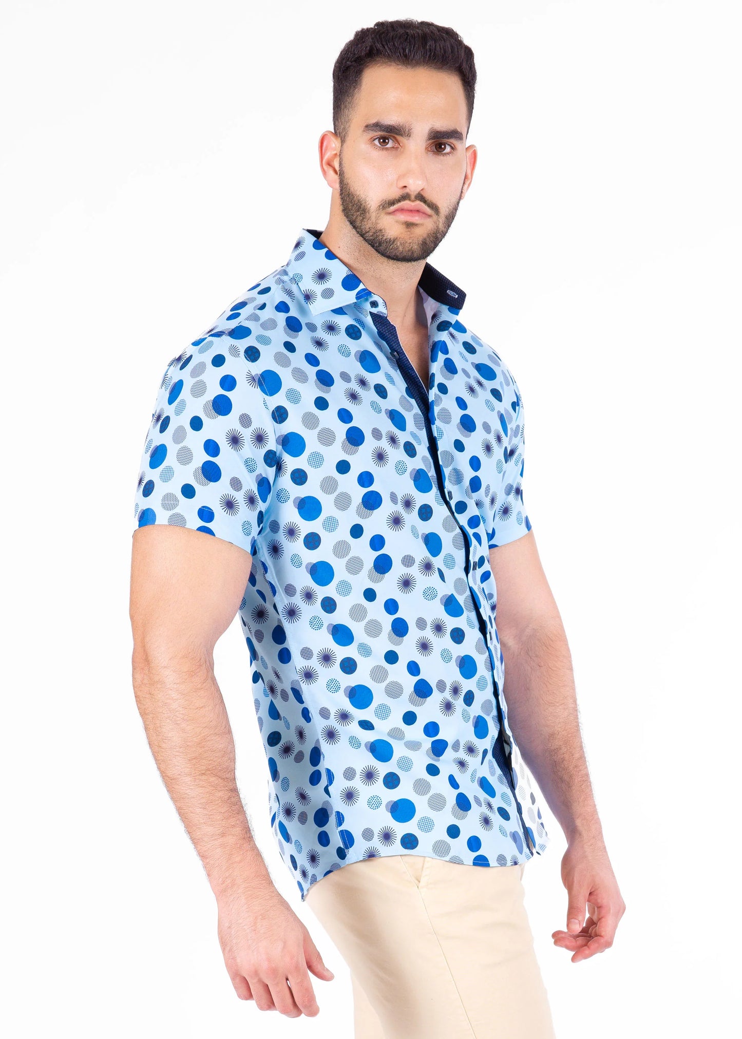 Bespoke bc collection button up dress shirt. Radiant circles blue
