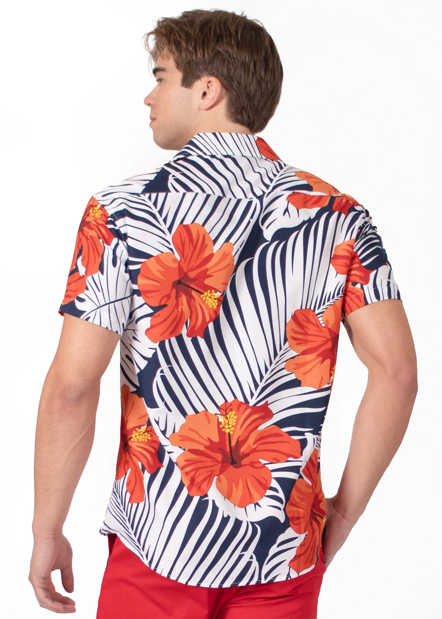Bespoke bc collection button up dress shirt. Hawaii Red