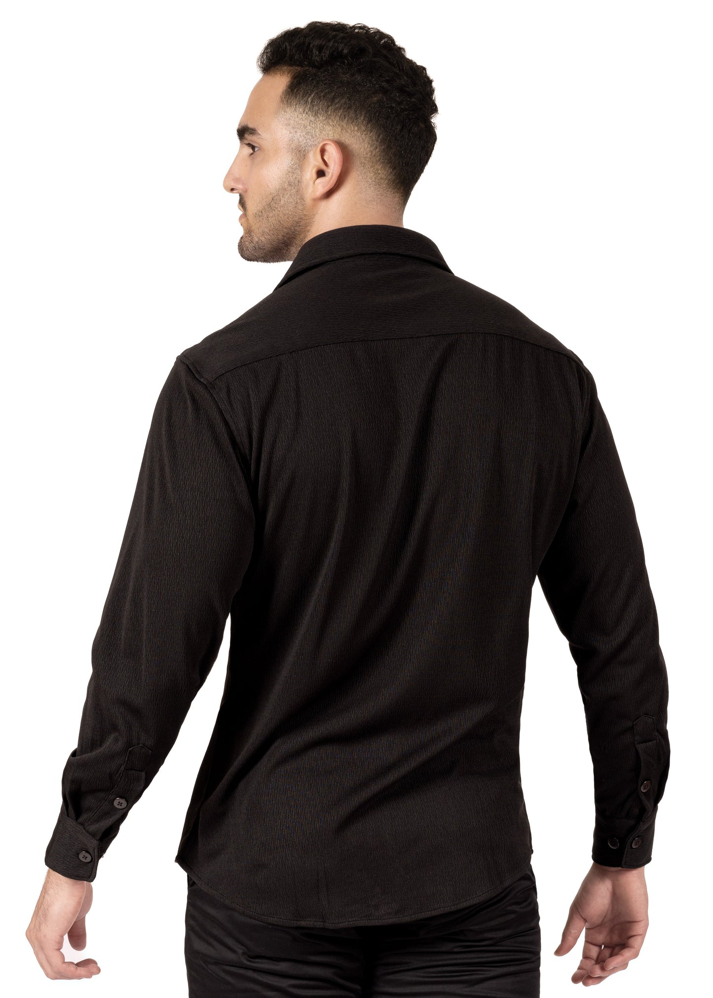 Bespoke textured Long Sleeve Dress shirt - Black