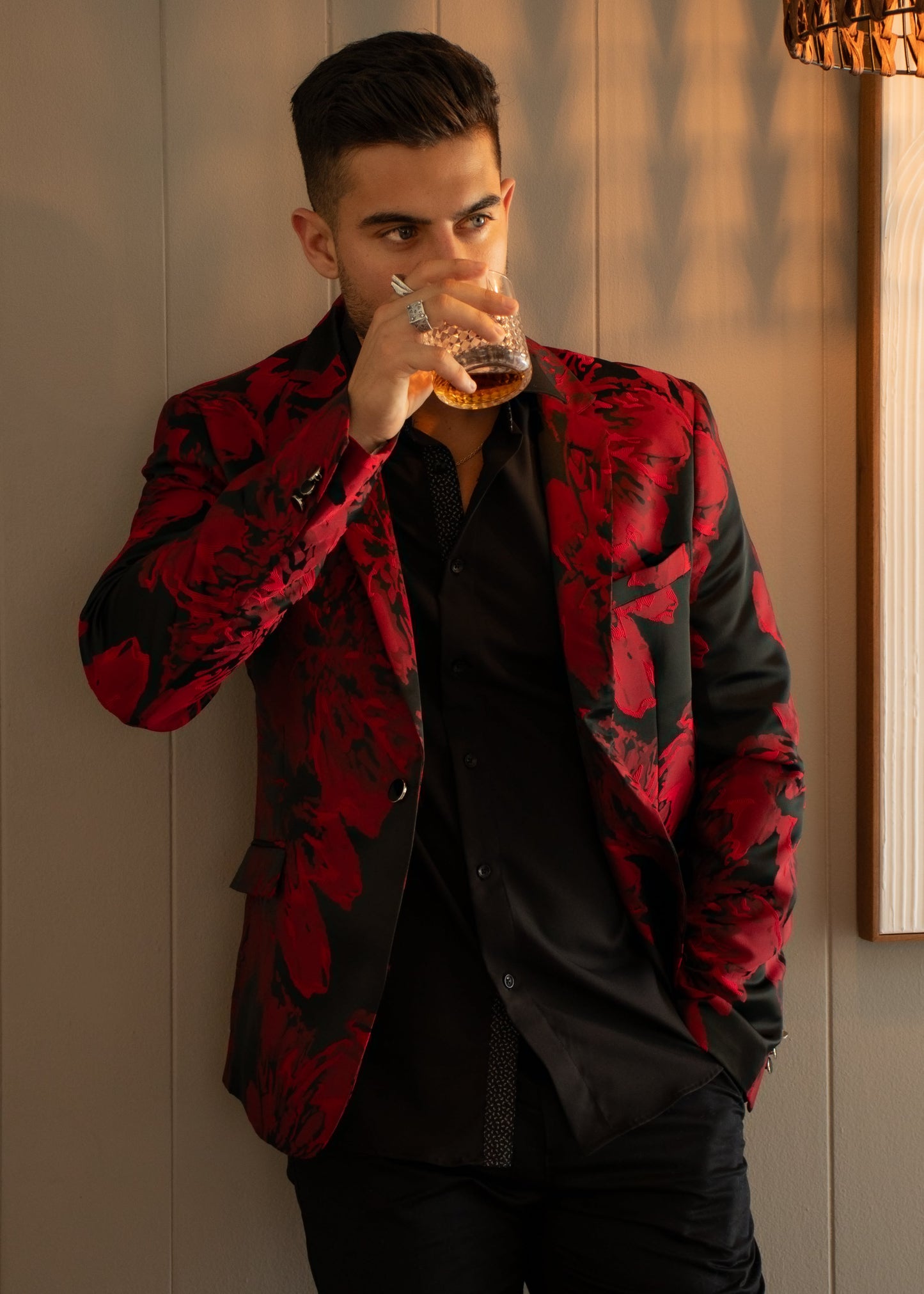 Bespoke Moda Red Floral Blazer