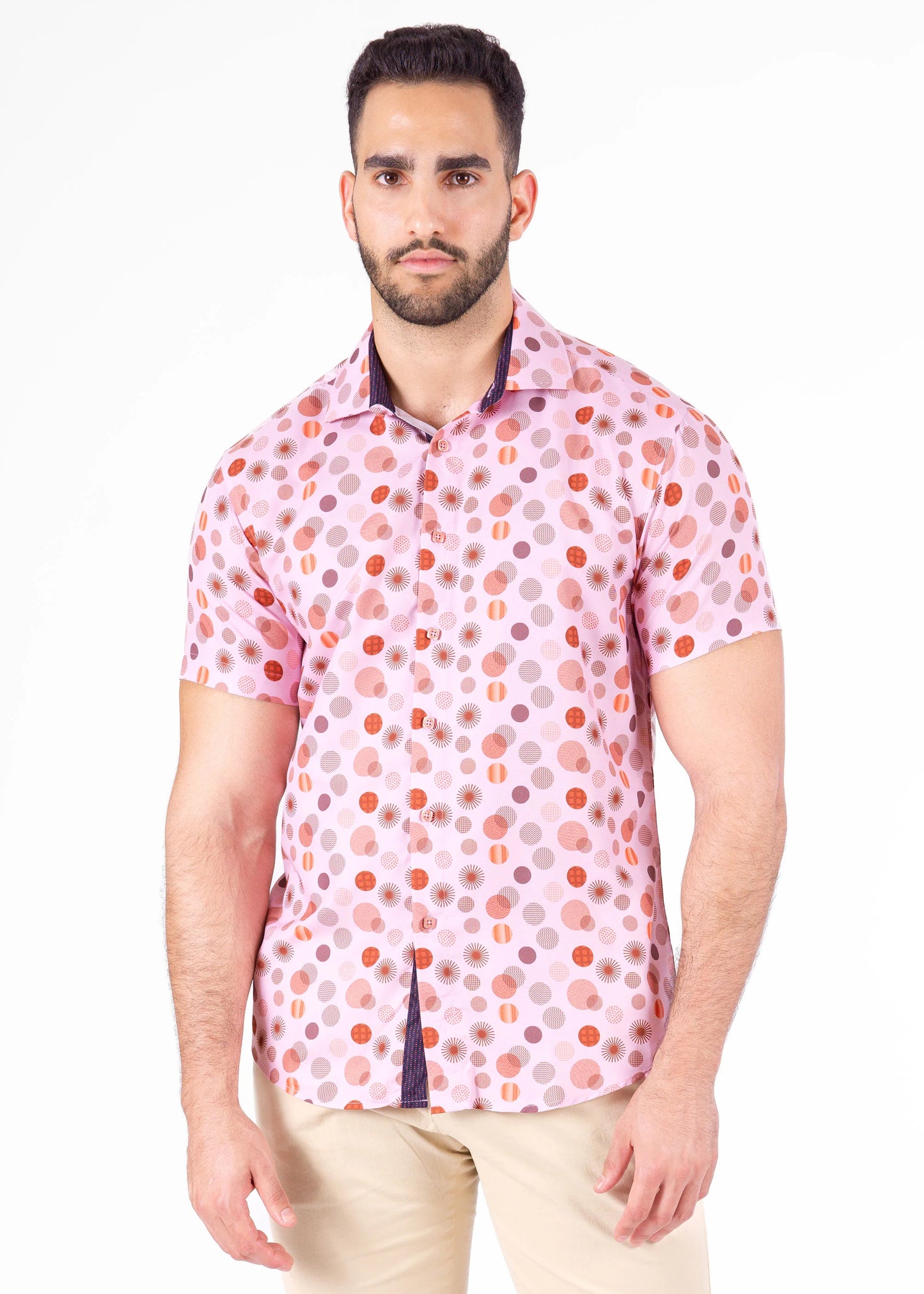Bespoke bc collection button up dress shirt. Radiant circles pink