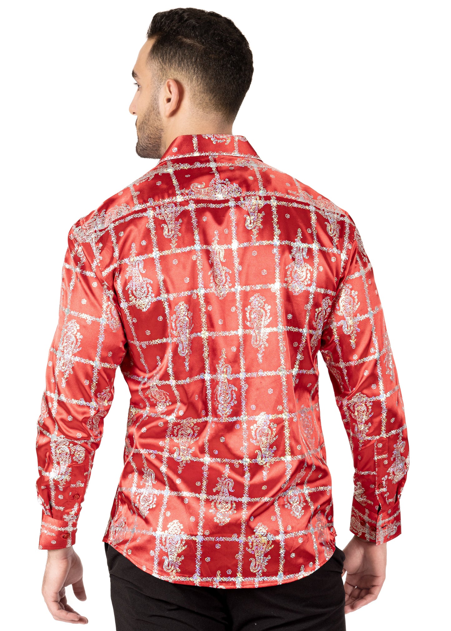 Bespoke Cross Woven Luxe Long Sleeve Dress shirt - Red