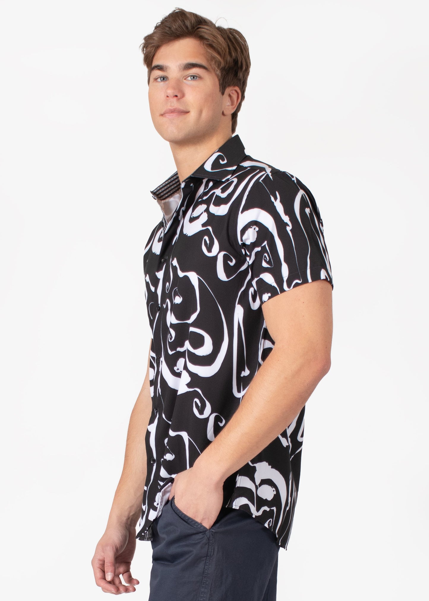 Bespoke short sleeve dress shirt, Fluid fusion