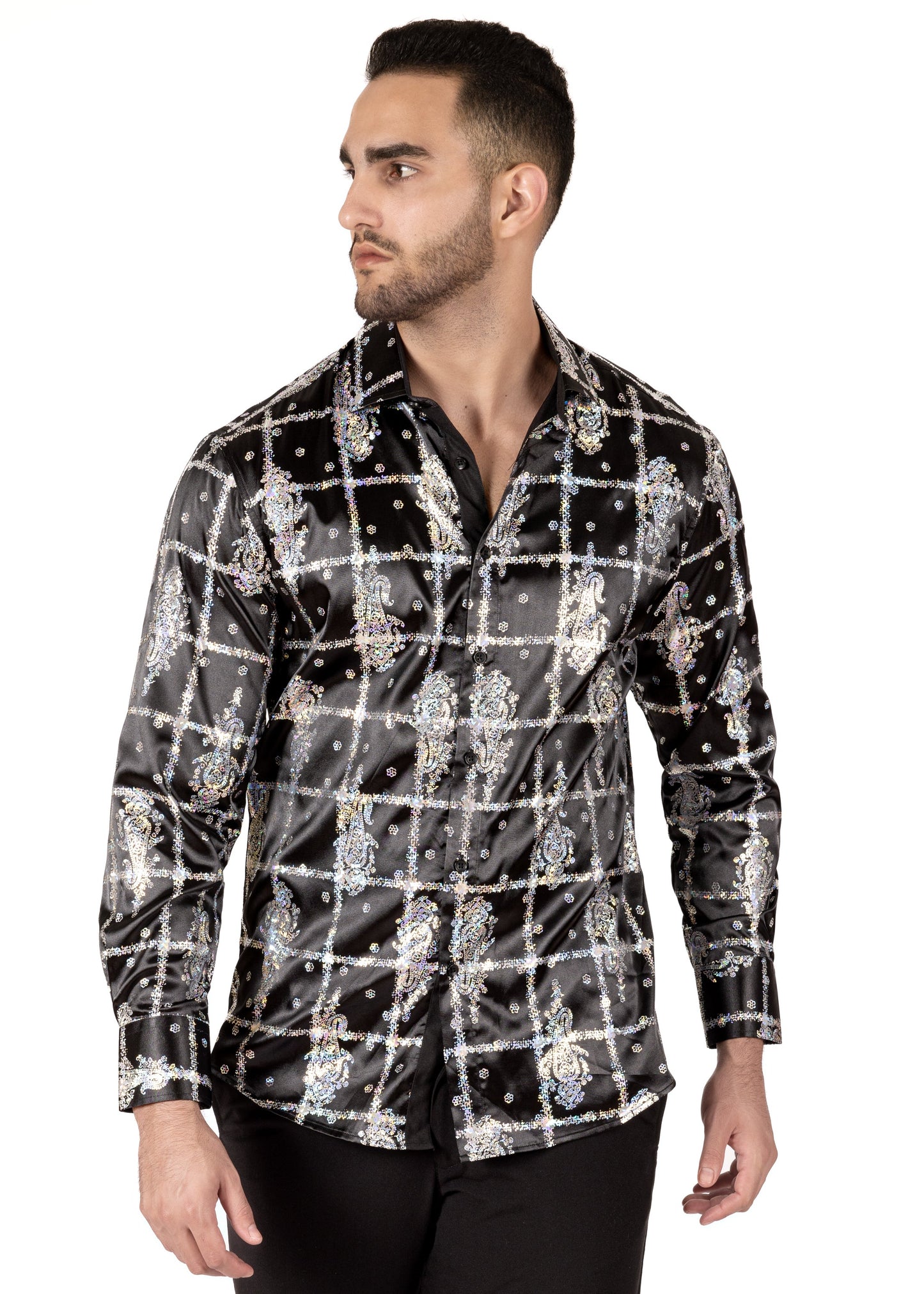 Bespoke Cross Woven Luxe Long Sleeve Dress shirt - Black