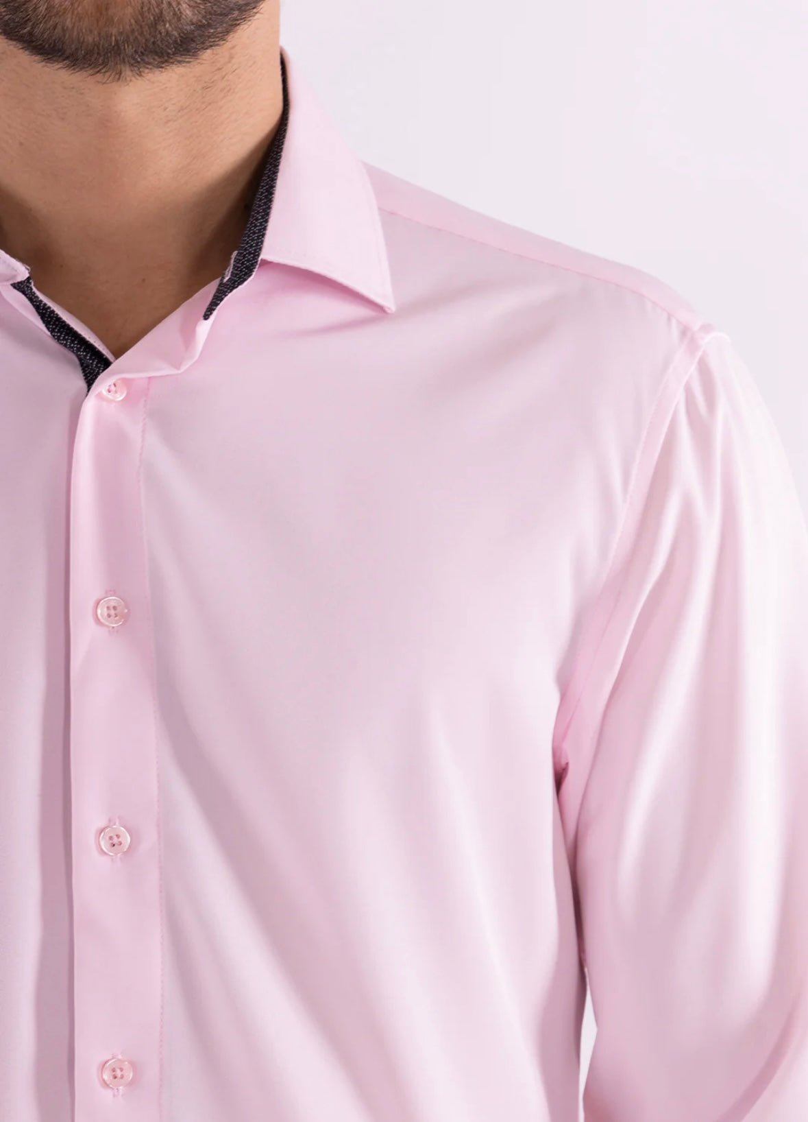 Bespoke Performance stretch fit long sleeve button up dress shirt. Pink