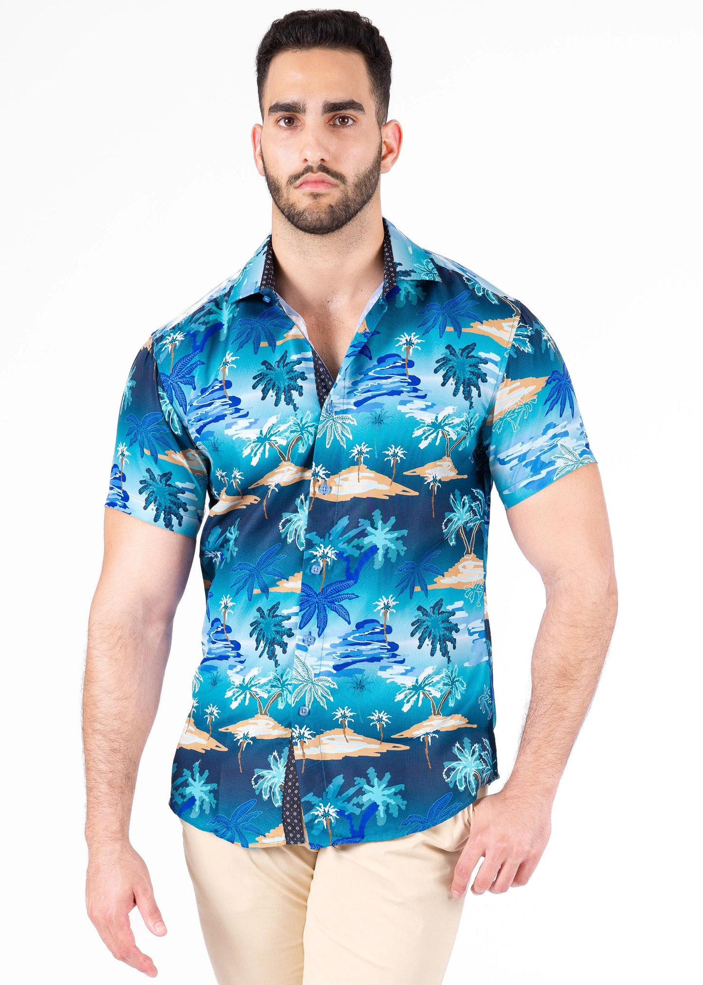 Bespoke bc collection button up dress shirt. Tropical