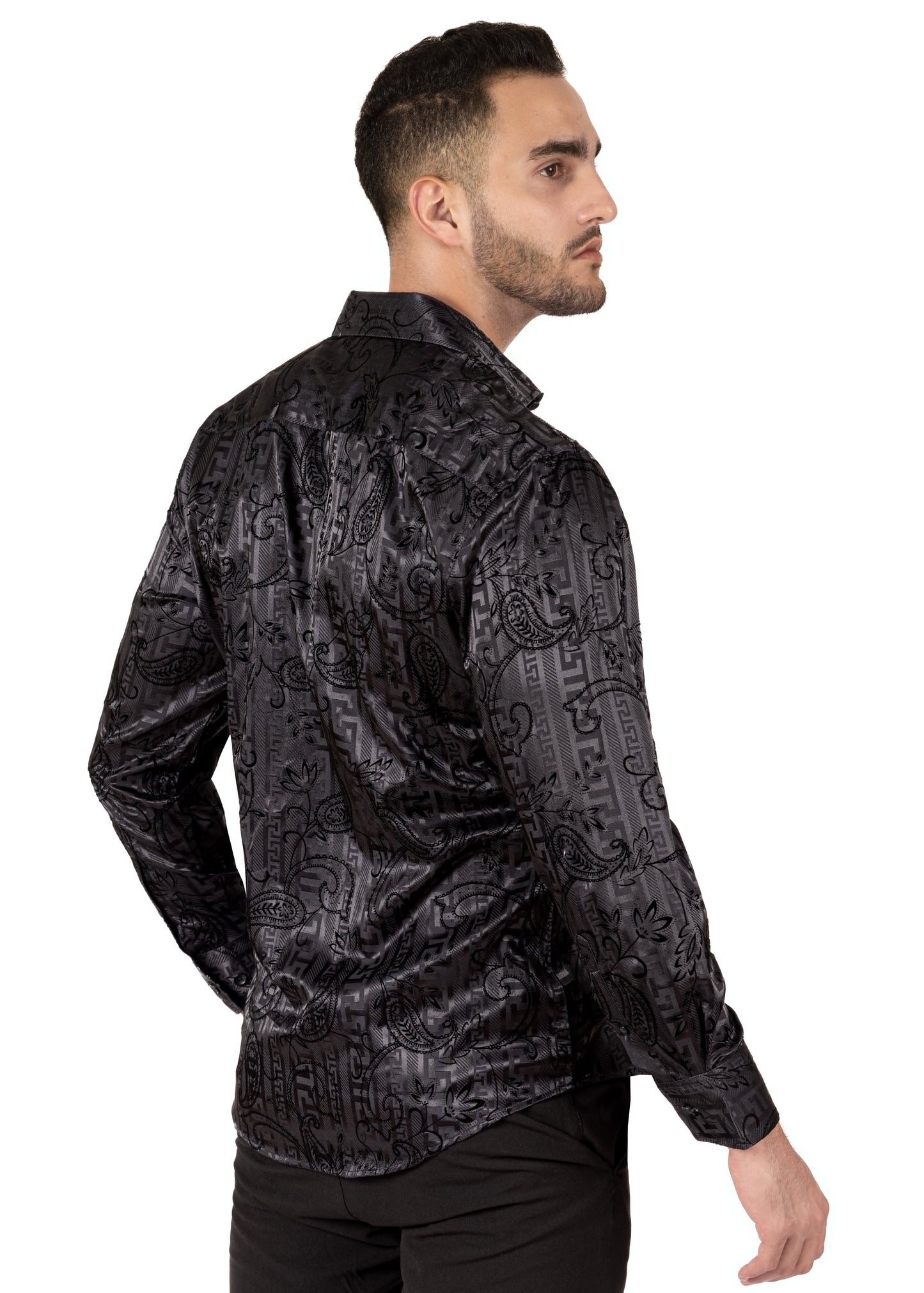 Bespoke Moda Mediterranean Essence Black Long Sleeve Dress shirt
