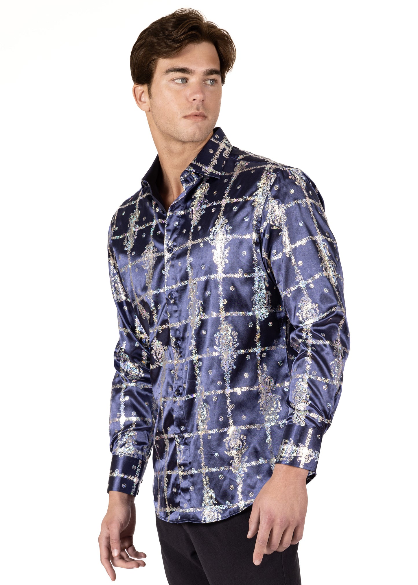 Bespoke Cross Woven Luxe Long Sleeve Dress shirt - Navy