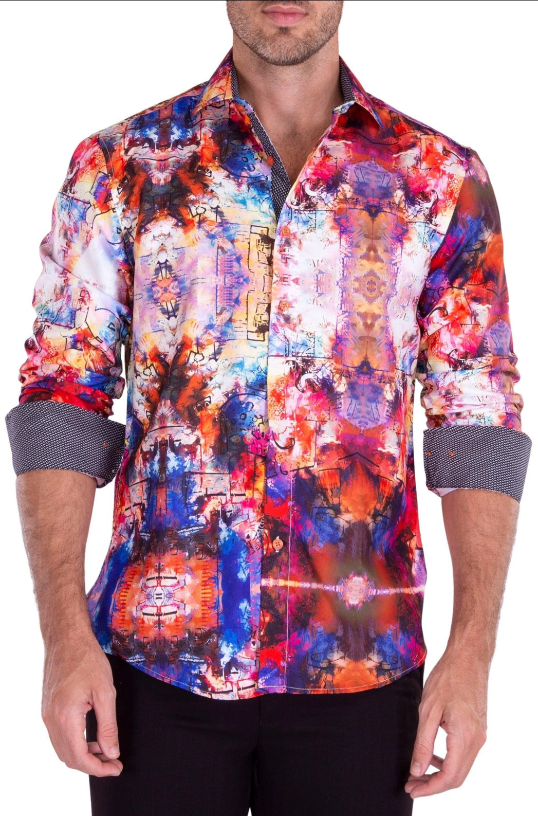 Bespoke Moda long sleeve button up dress shirt. Graham watercolor