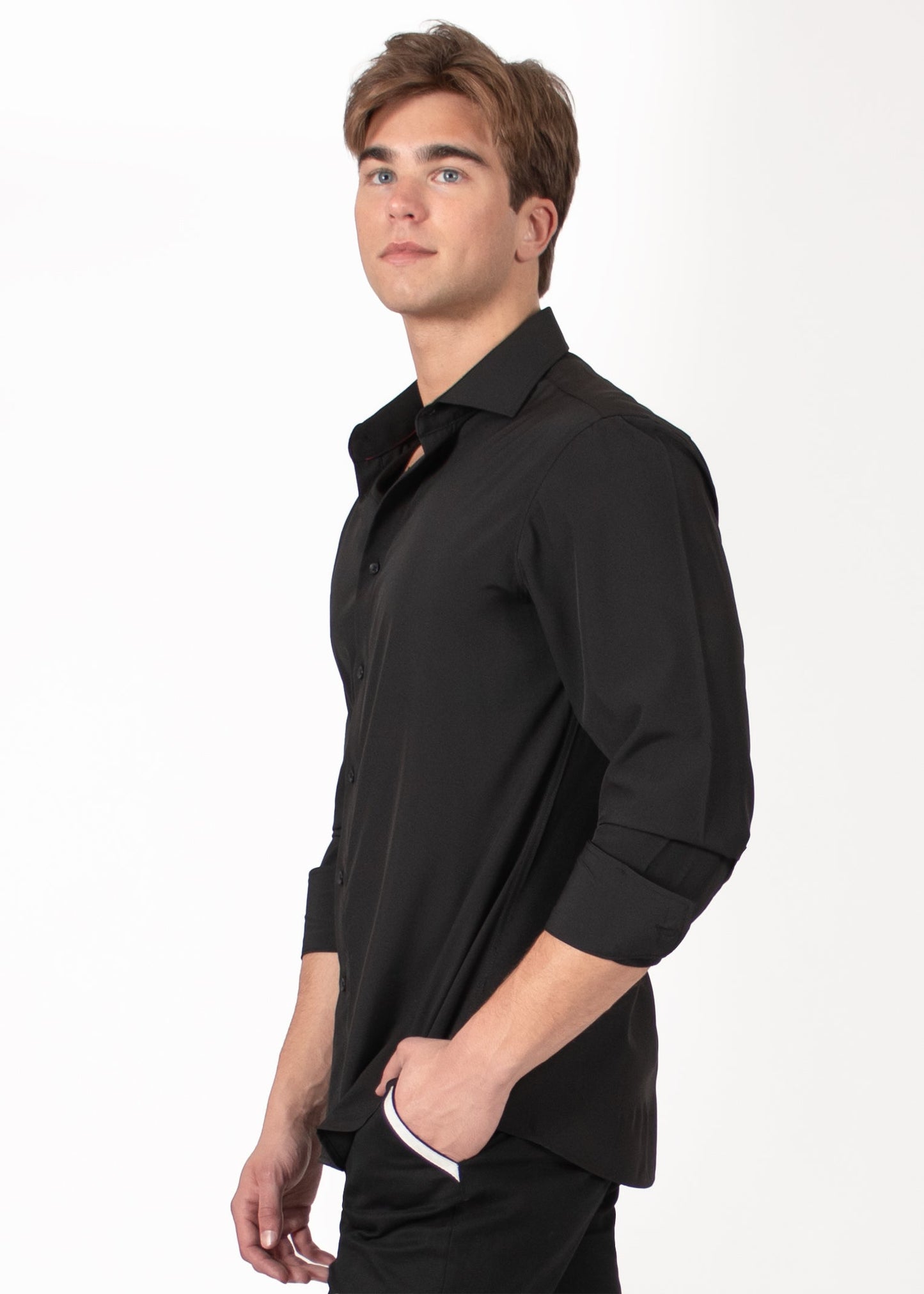 Bespoke Solid essential long sleeve button up dress shirt - Black