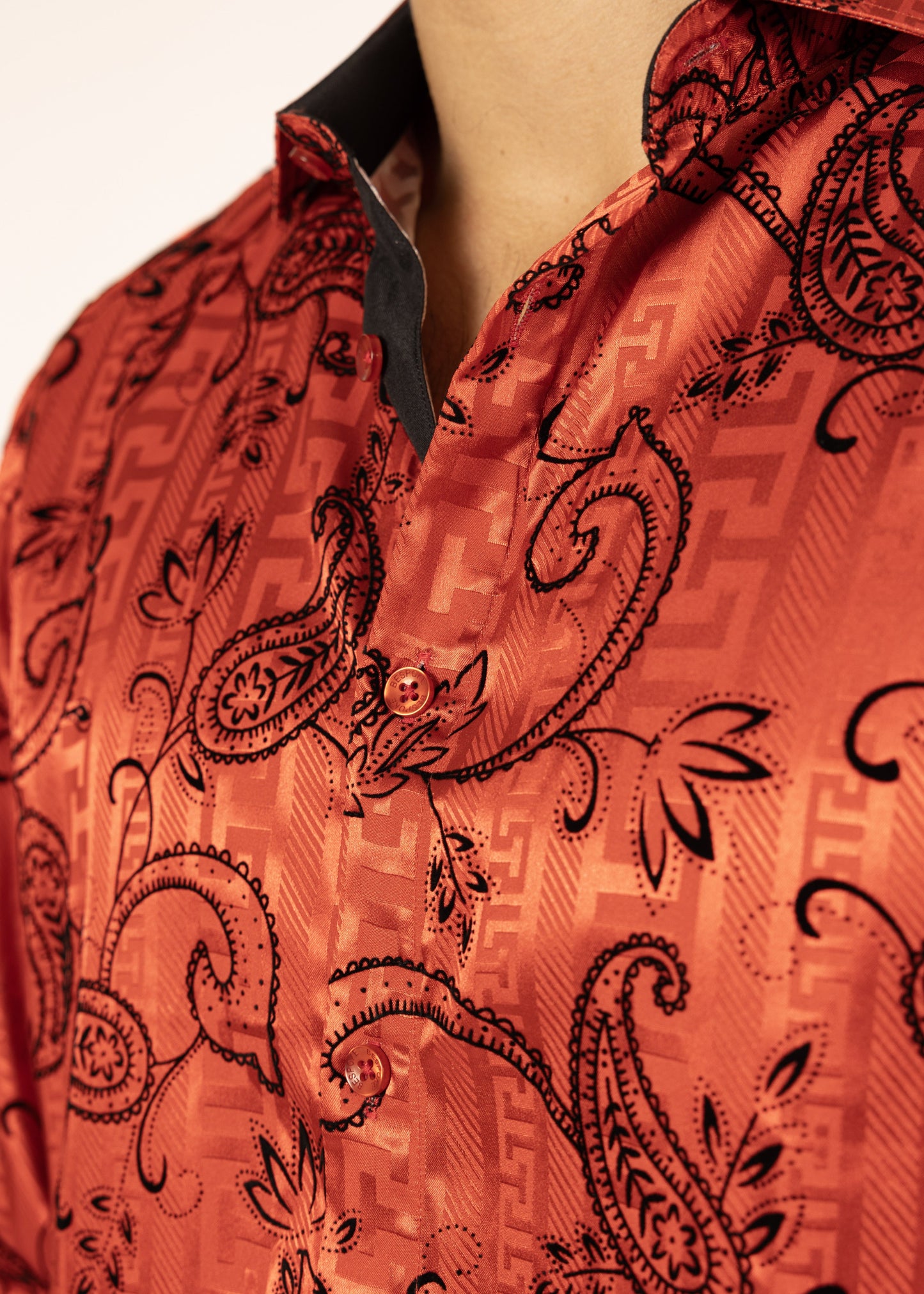 Bespoke Moda Mediterranean Essence Red Long Sleeve Dress shirt