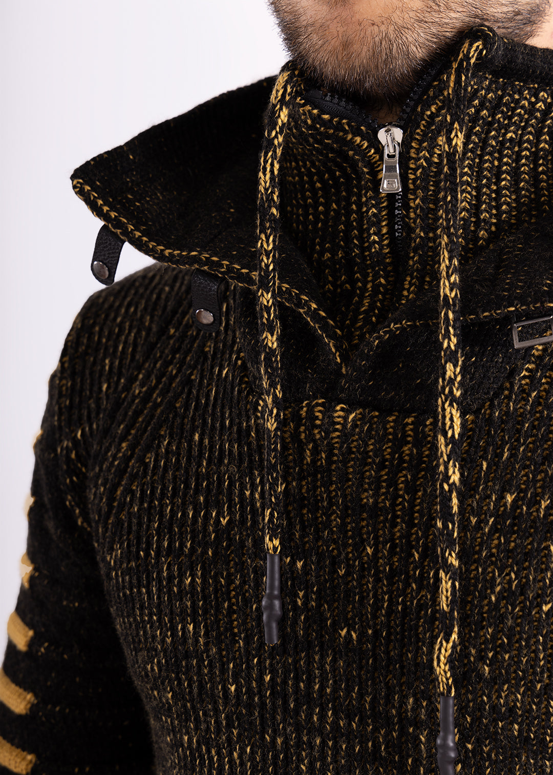 Bespoke zip collar Ribbed pullover slim fit sweater