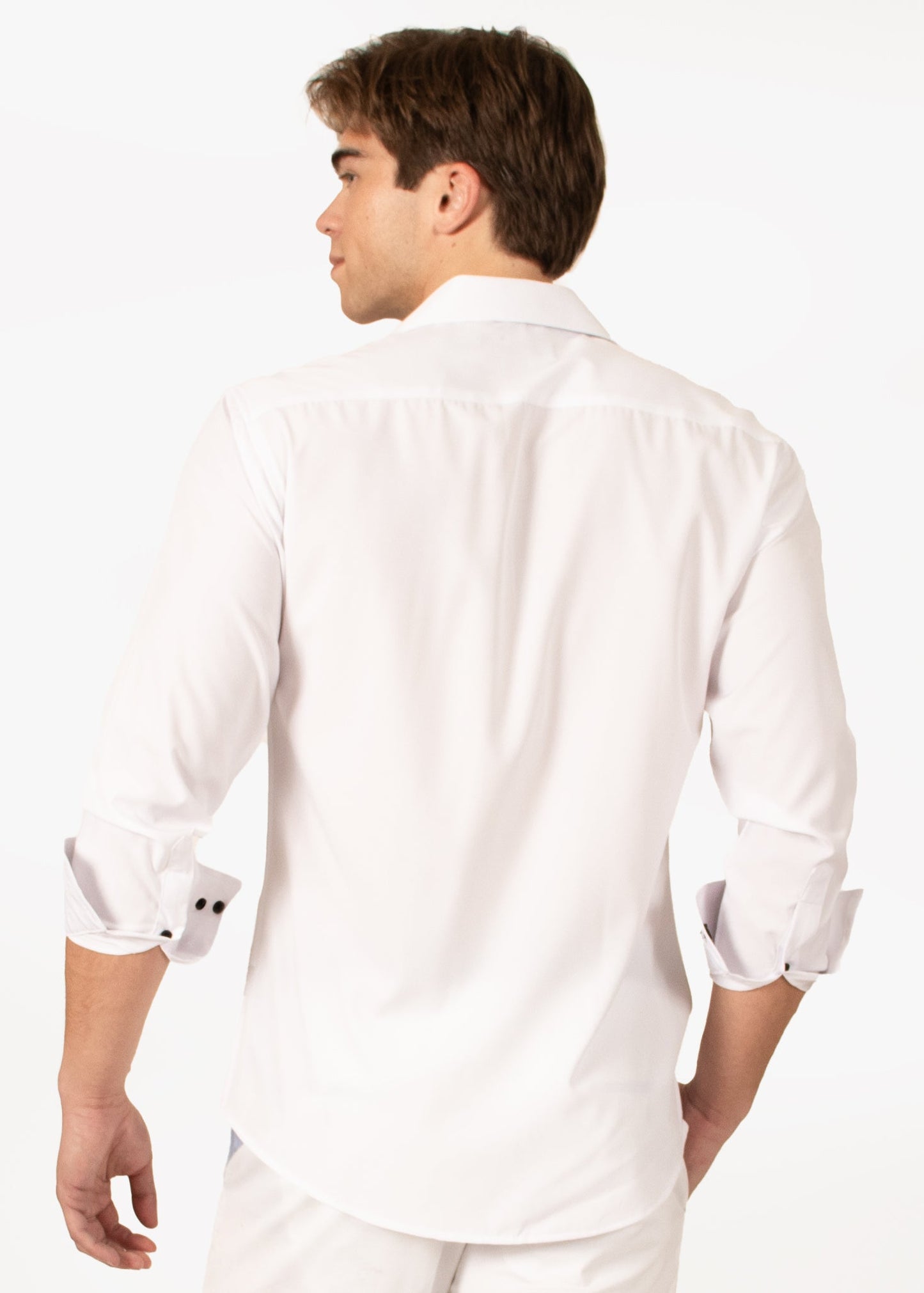 Bespoke Solid essential long sleeve button up dress shirt - White