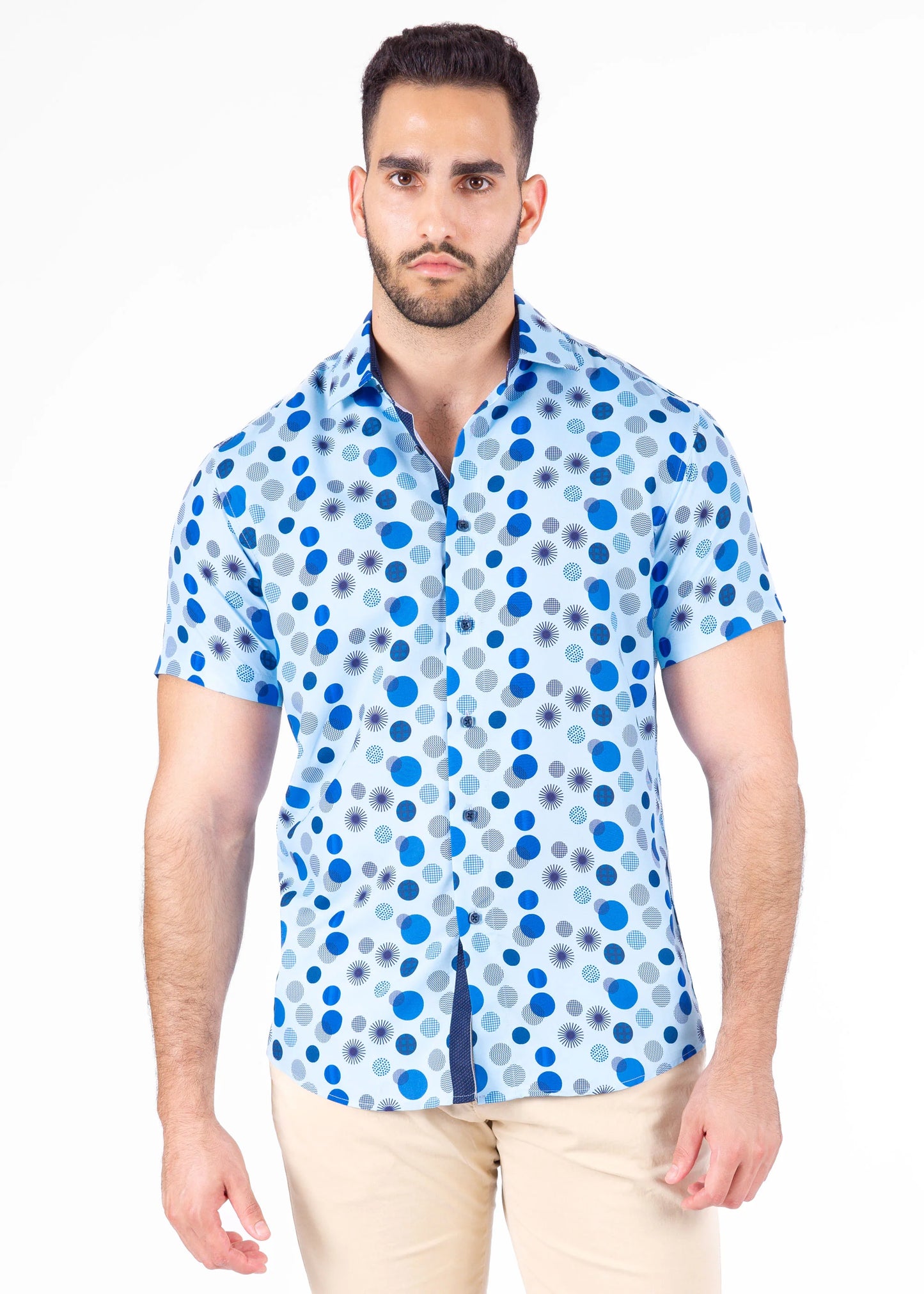 Bespoke bc collection button up dress shirt. Radiant circles blue