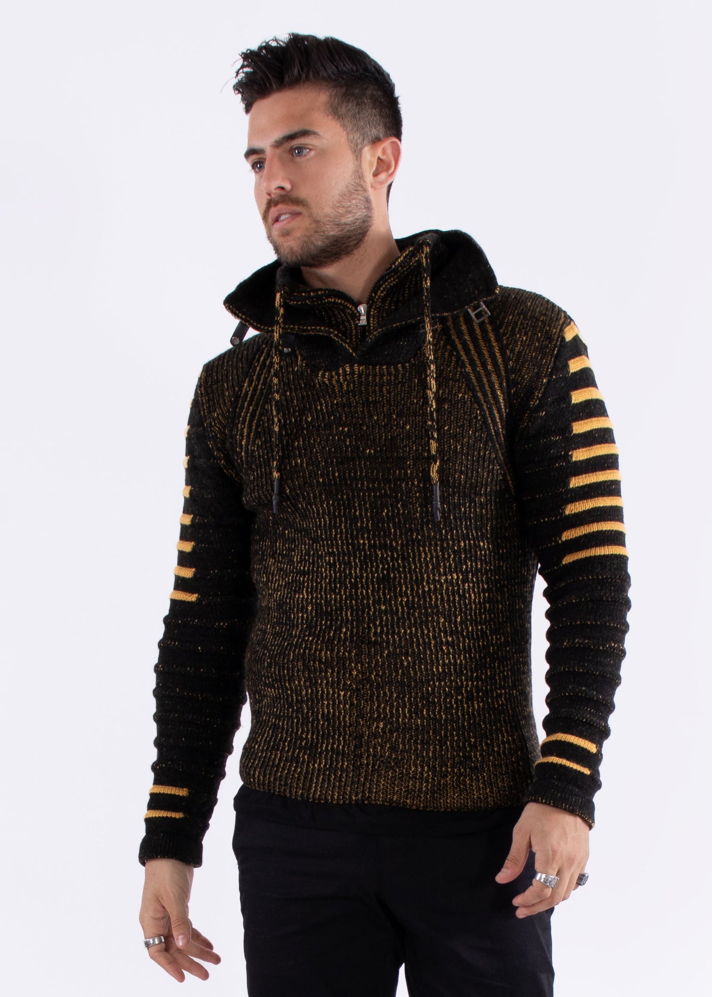 Bespoke zip collar Ribbed pullover slim fit sweater