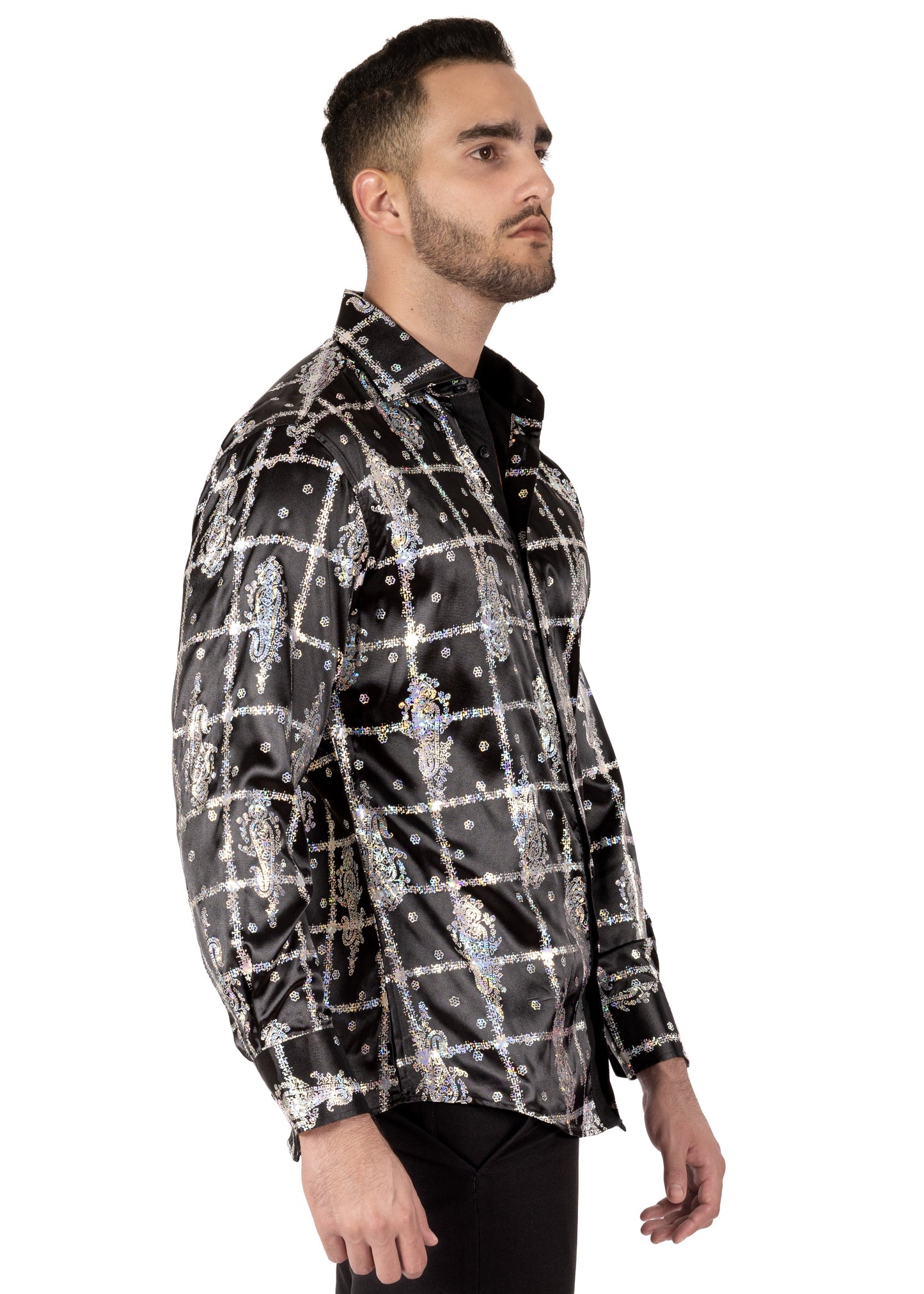 Bespoke Cross Woven Luxe Long Sleeve Dress shirt - Black