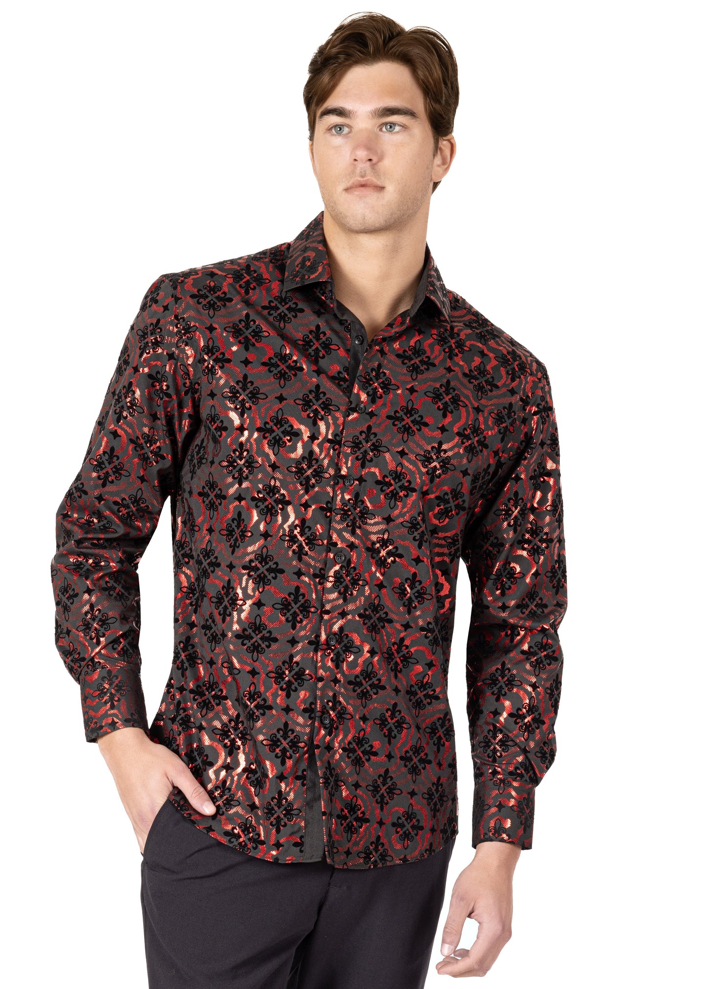 Bespoke Colonial Crest Long Sleeve Dress shirt - Black