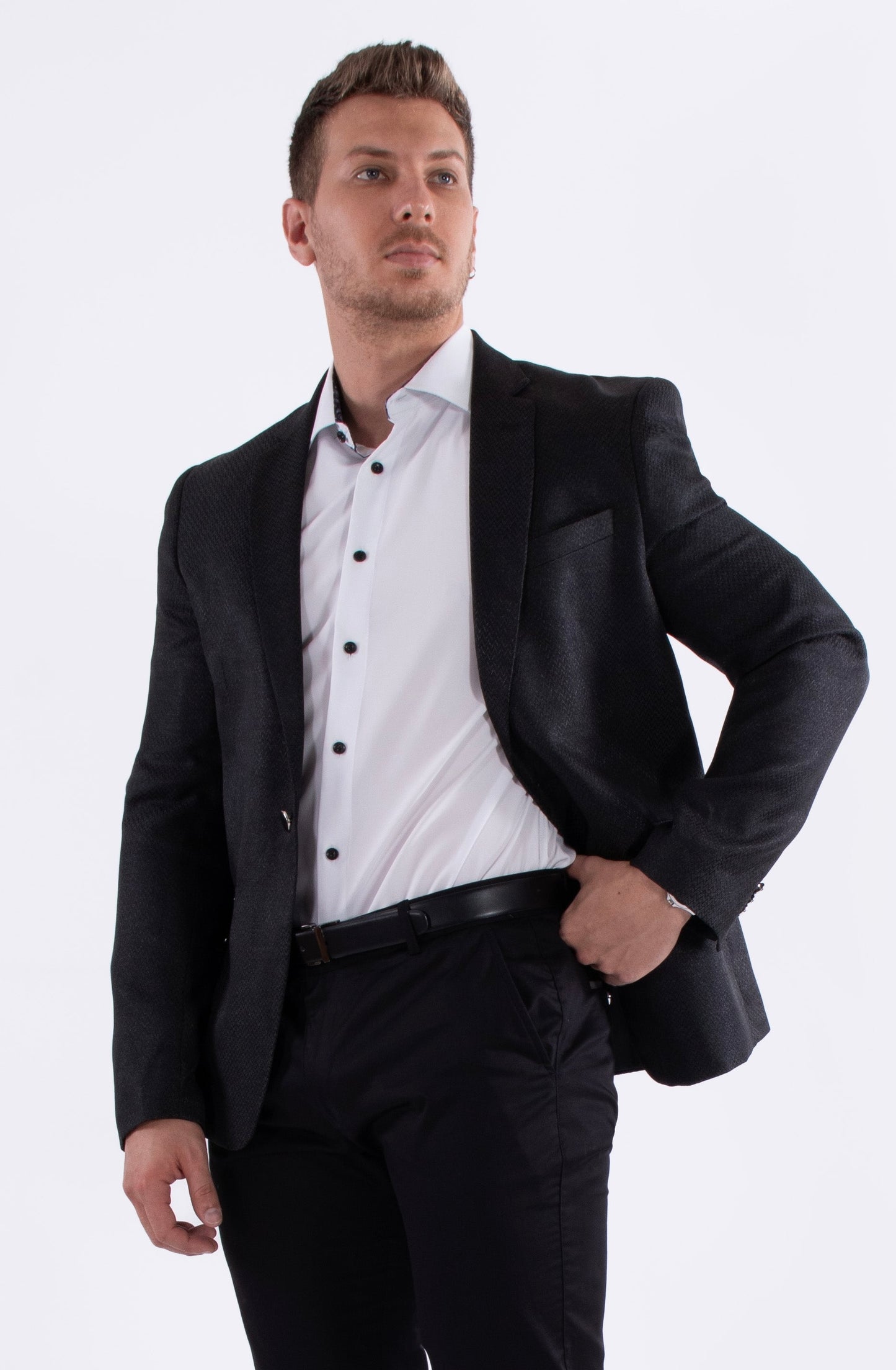 Bespoke Moda Black Micro Zig-Zag Blazer