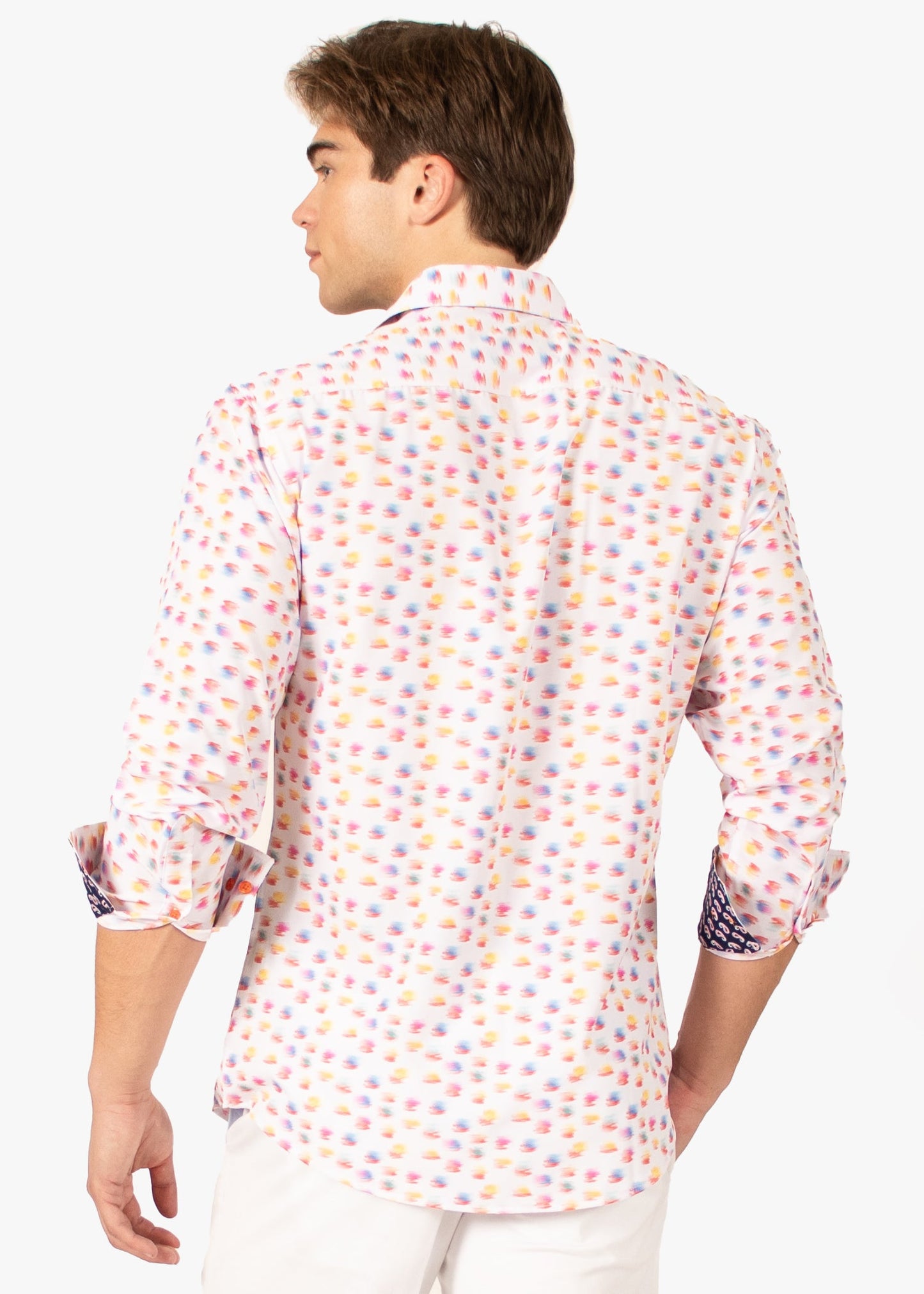 Bespoke Moda long sleeve button up dress shirt. Brushed multi