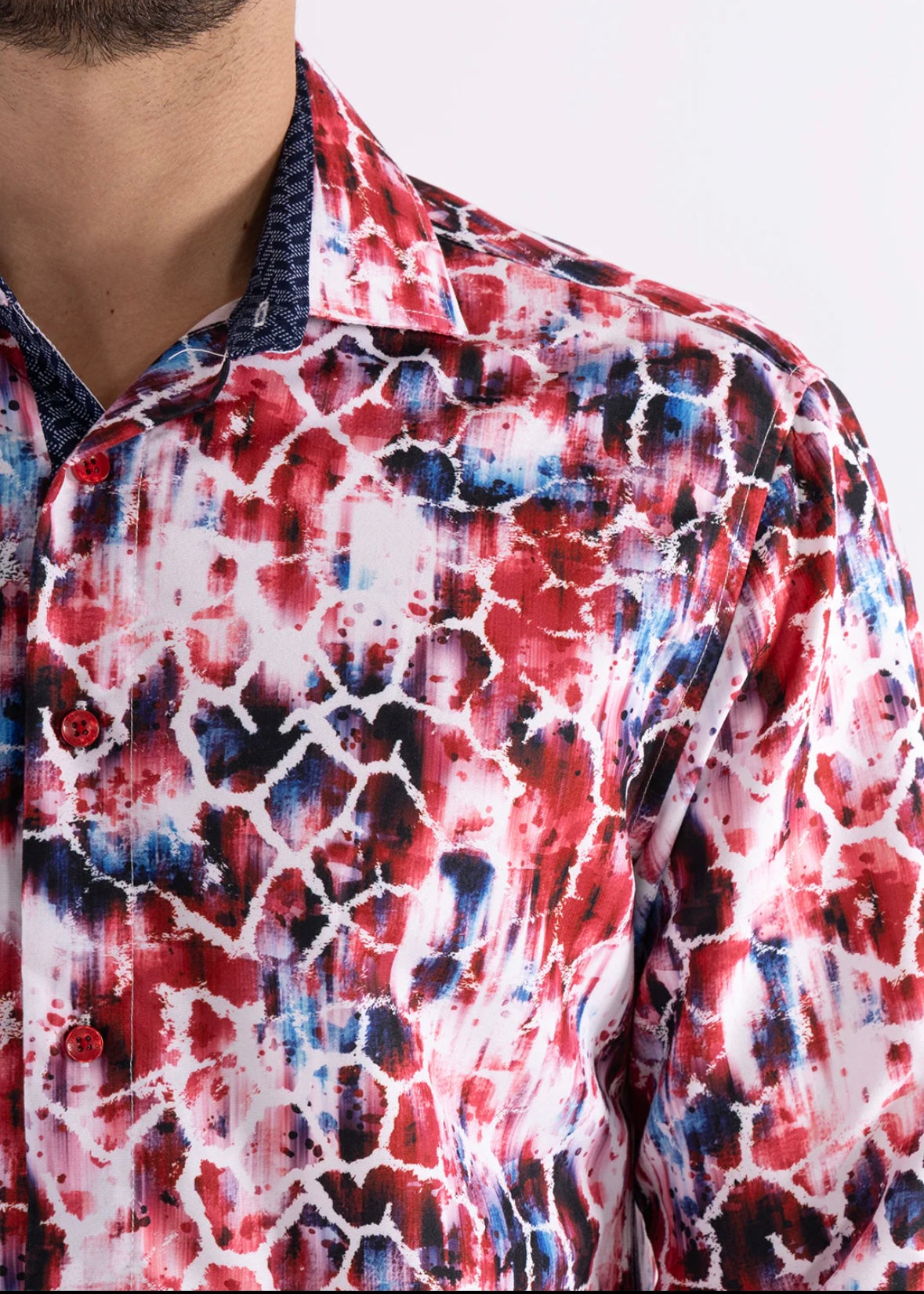 Bespoke Moda long sleeve button up dress shirt. Cracked red