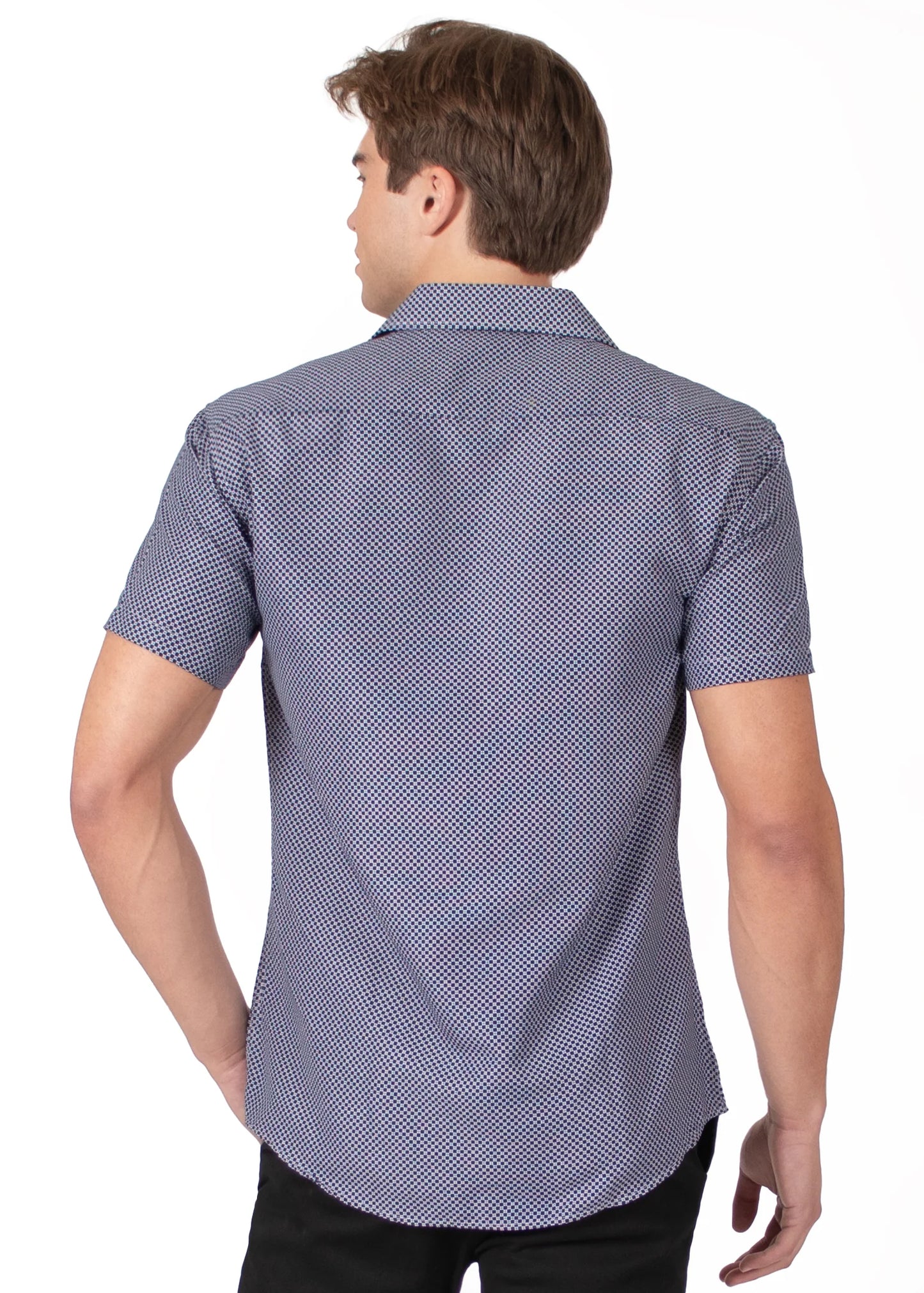 Bespoke bc collection button up dress shirt. Dot dash navy