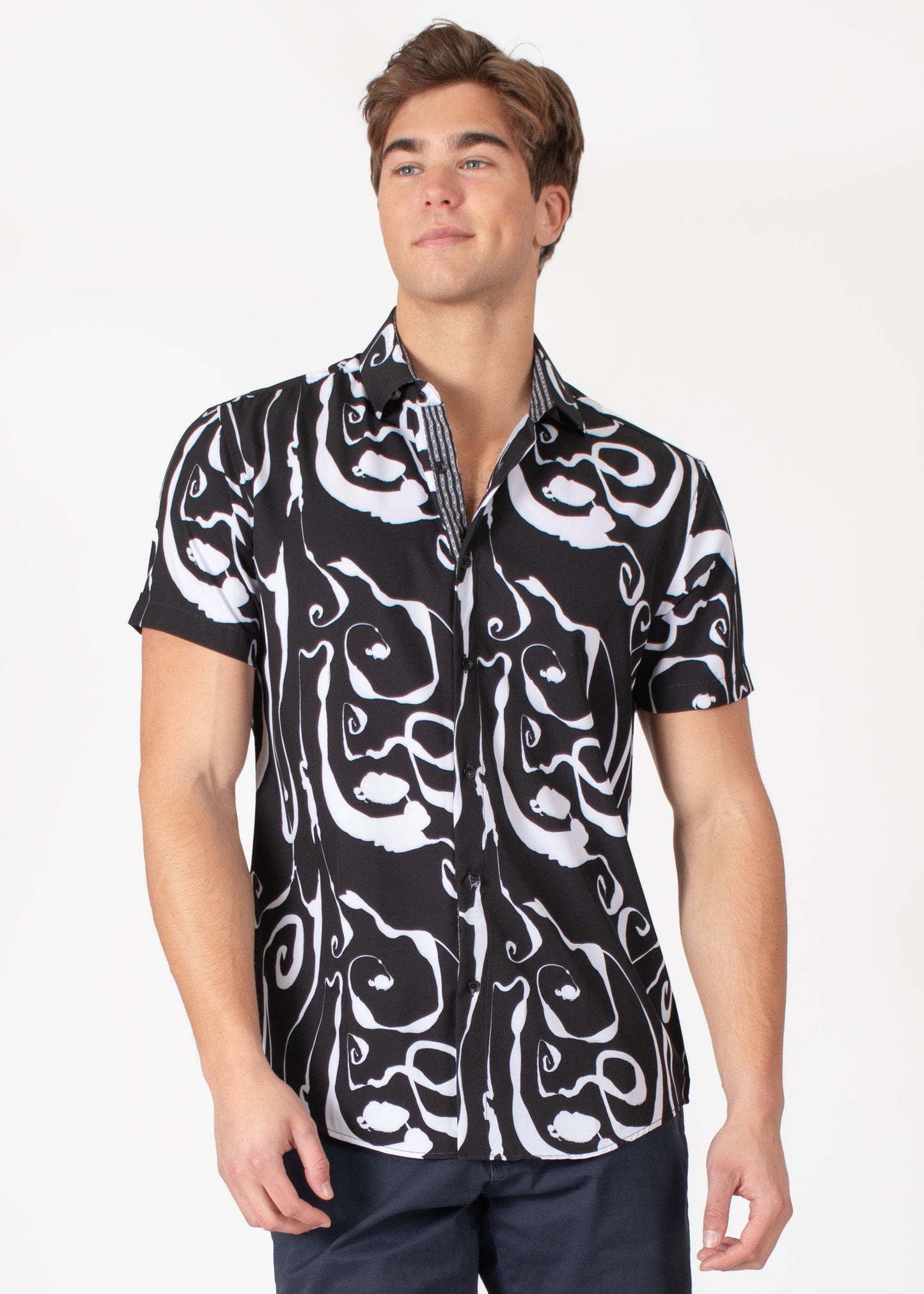 Bespoke short sleeve dress shirt, Fluid fusion