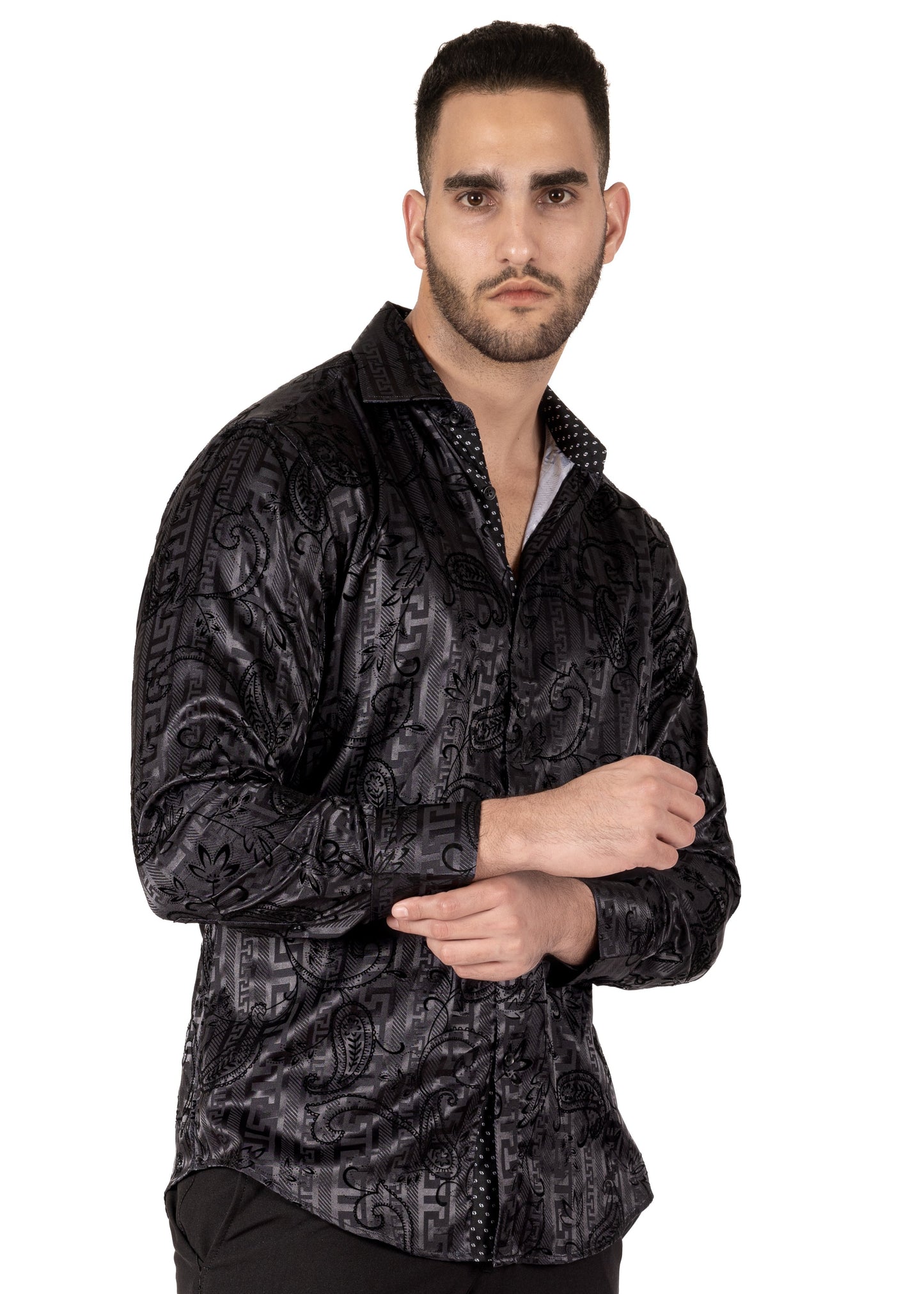 Bespoke Moda Mediterranean Essence Black Long Sleeve Dress shirt