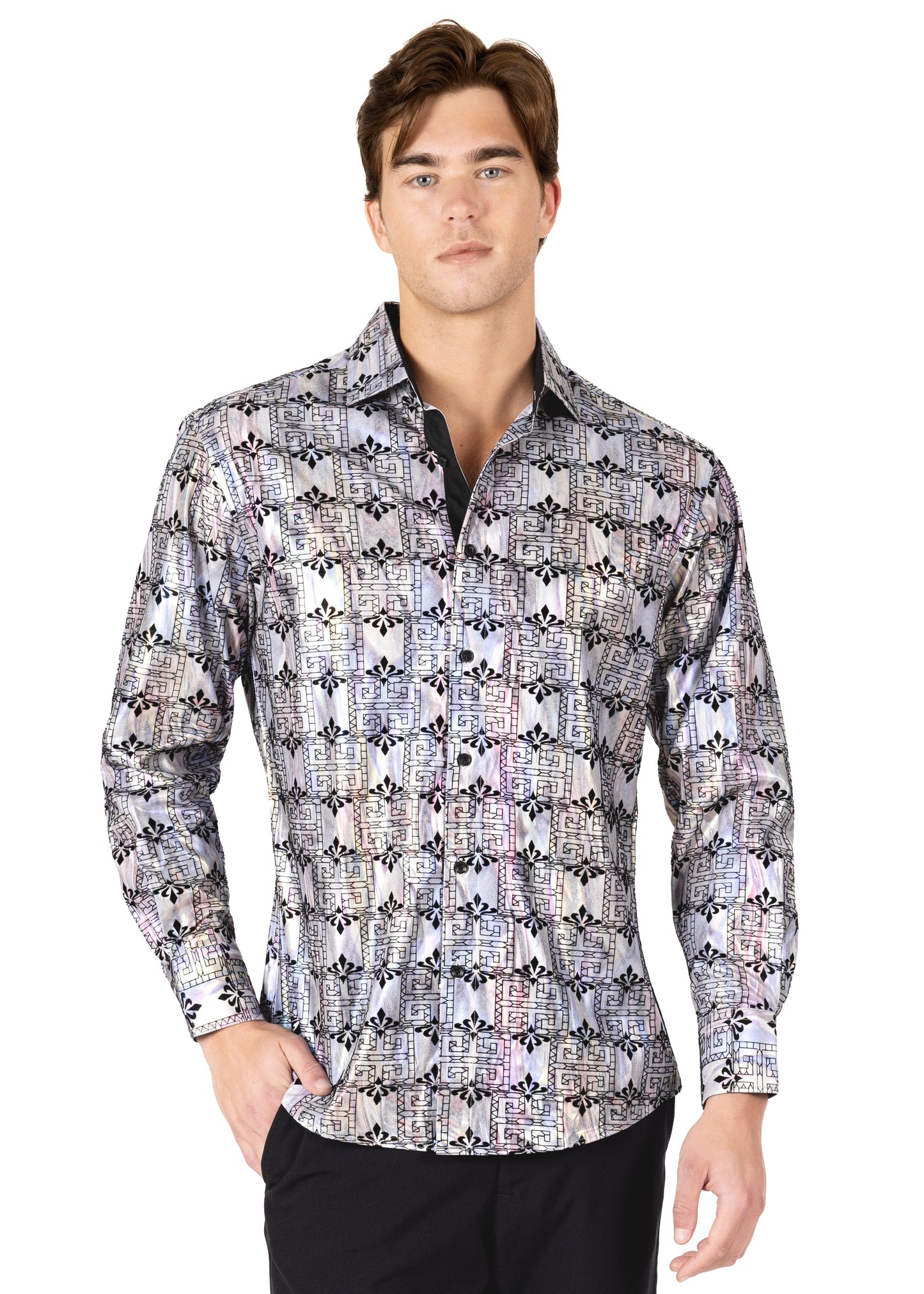 Bespoke Architectural Aesthetic Iridescent Long Sleeve Dress shirt