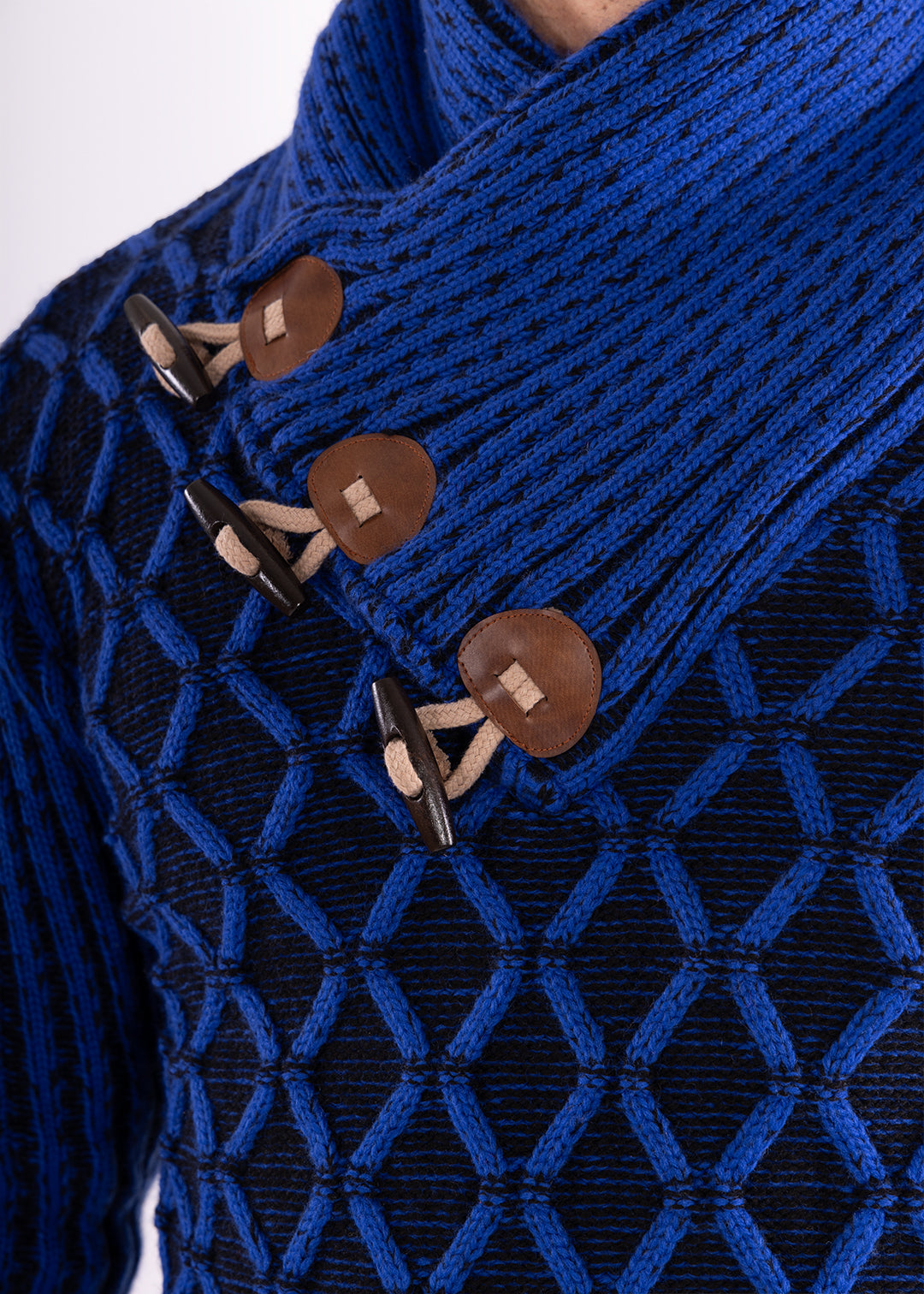 Bespoke Ribbed slim fit high-neck pullover sweater - Blue