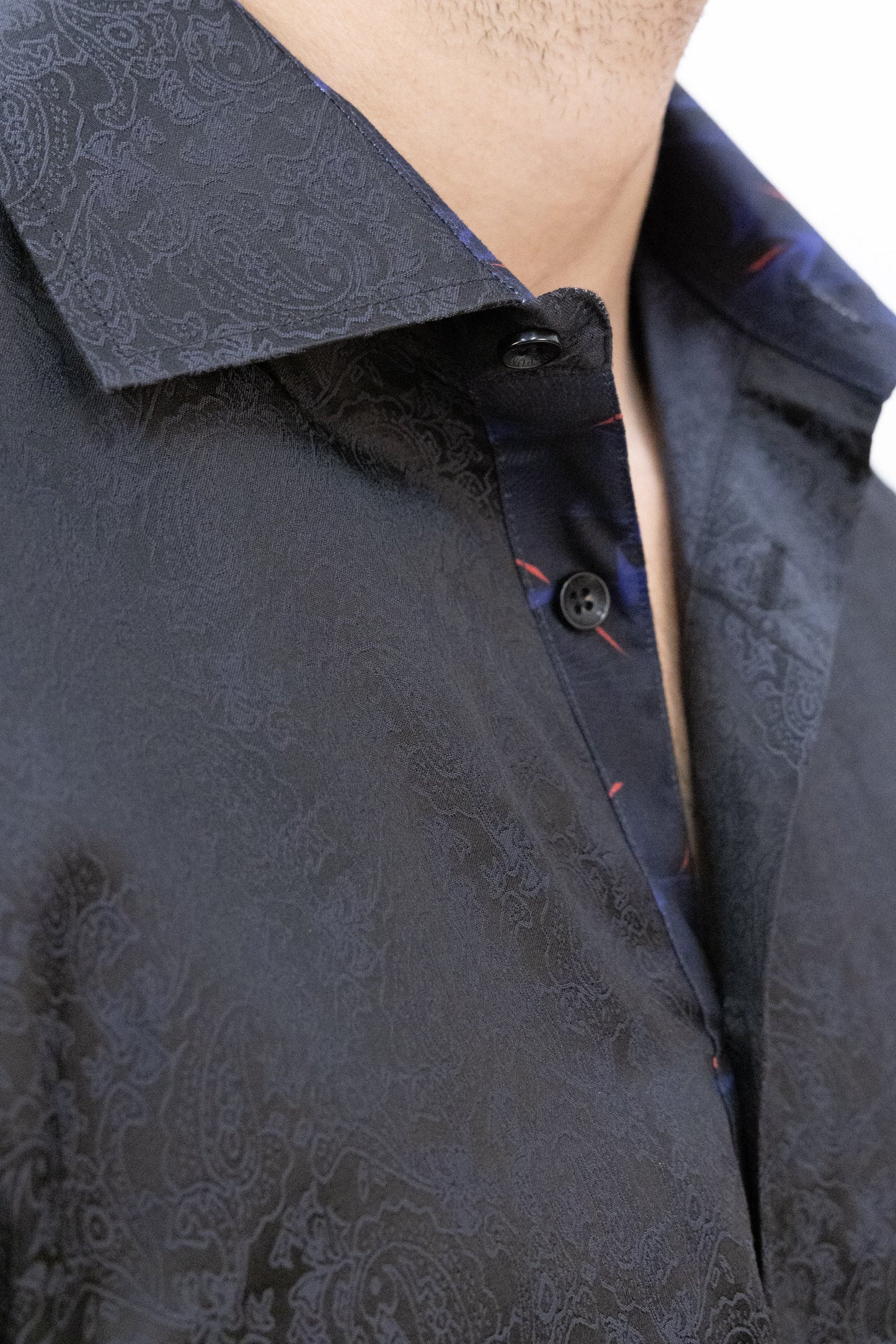 Bespoke paisley Dream Black long sleeve button up dress dress shirt - Black
