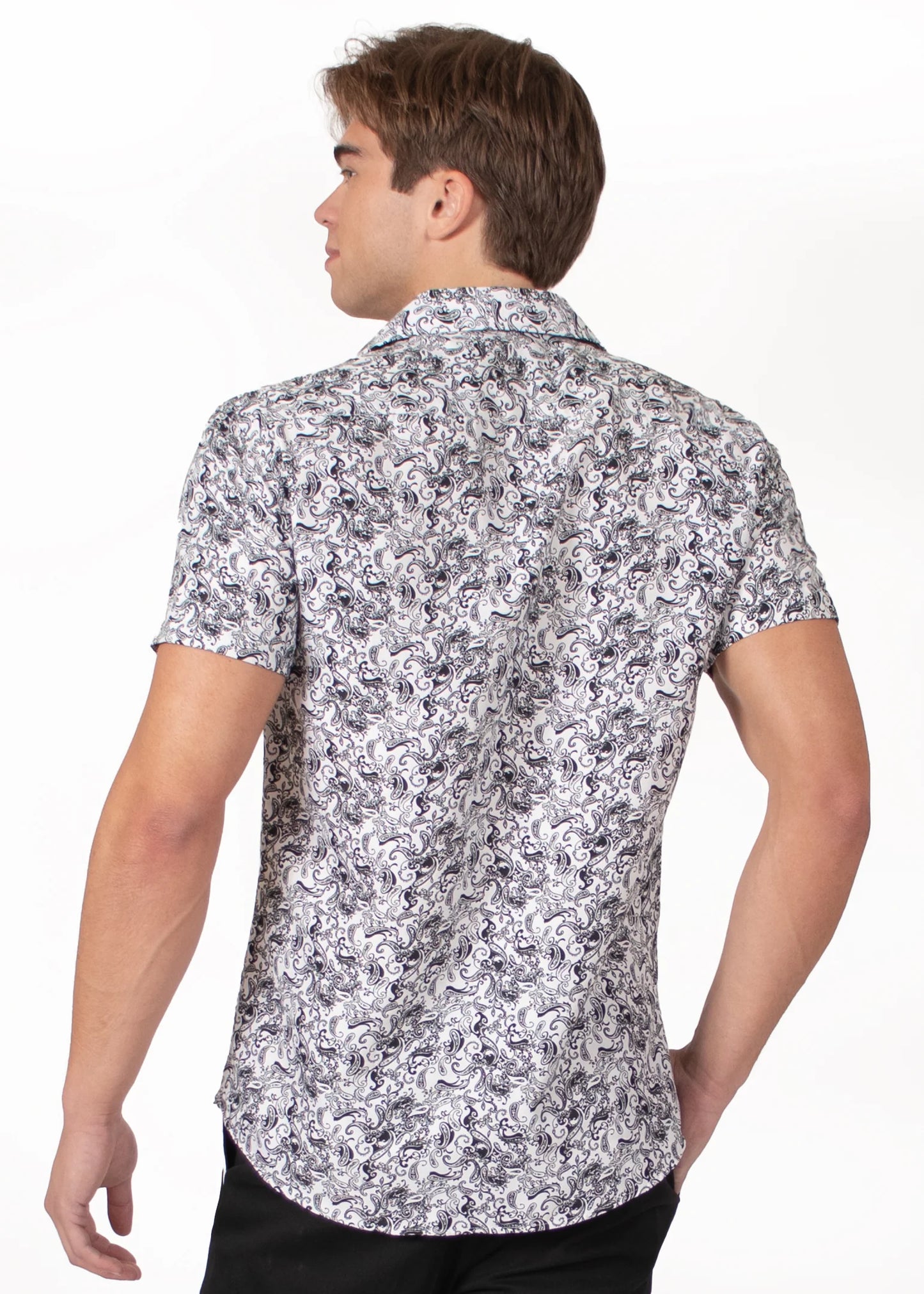 Bespoke bc collection button up dress shirt. Paisley white