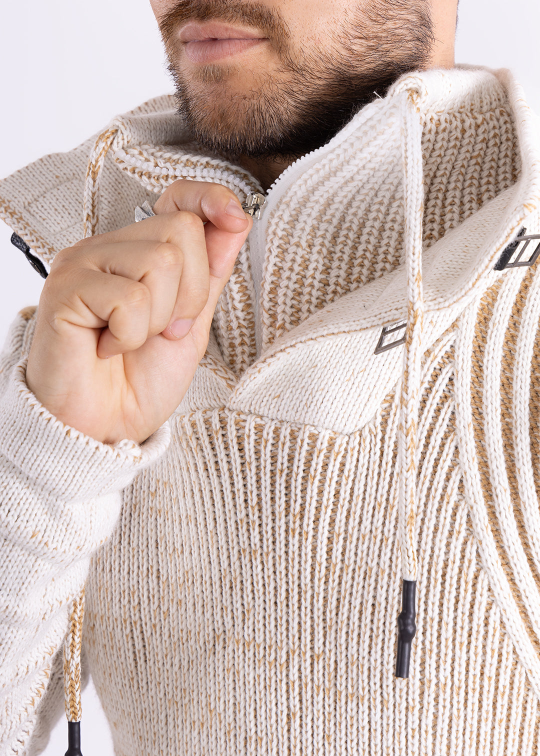 Bespoke zip collar Ribbed pullover slim fit sweater